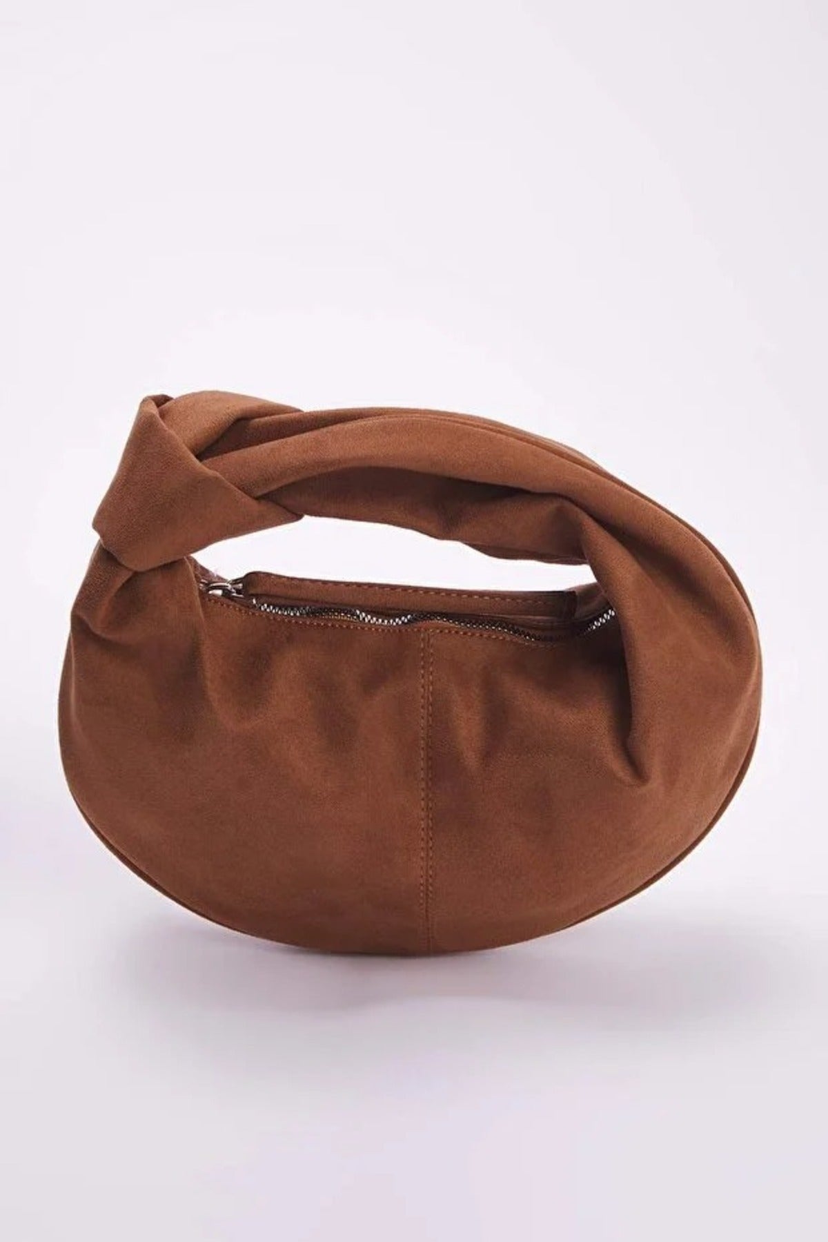 Brown WOVCOR Brown Oval Knot-Handle Mini Shoulder Bag, Image 2 of 3