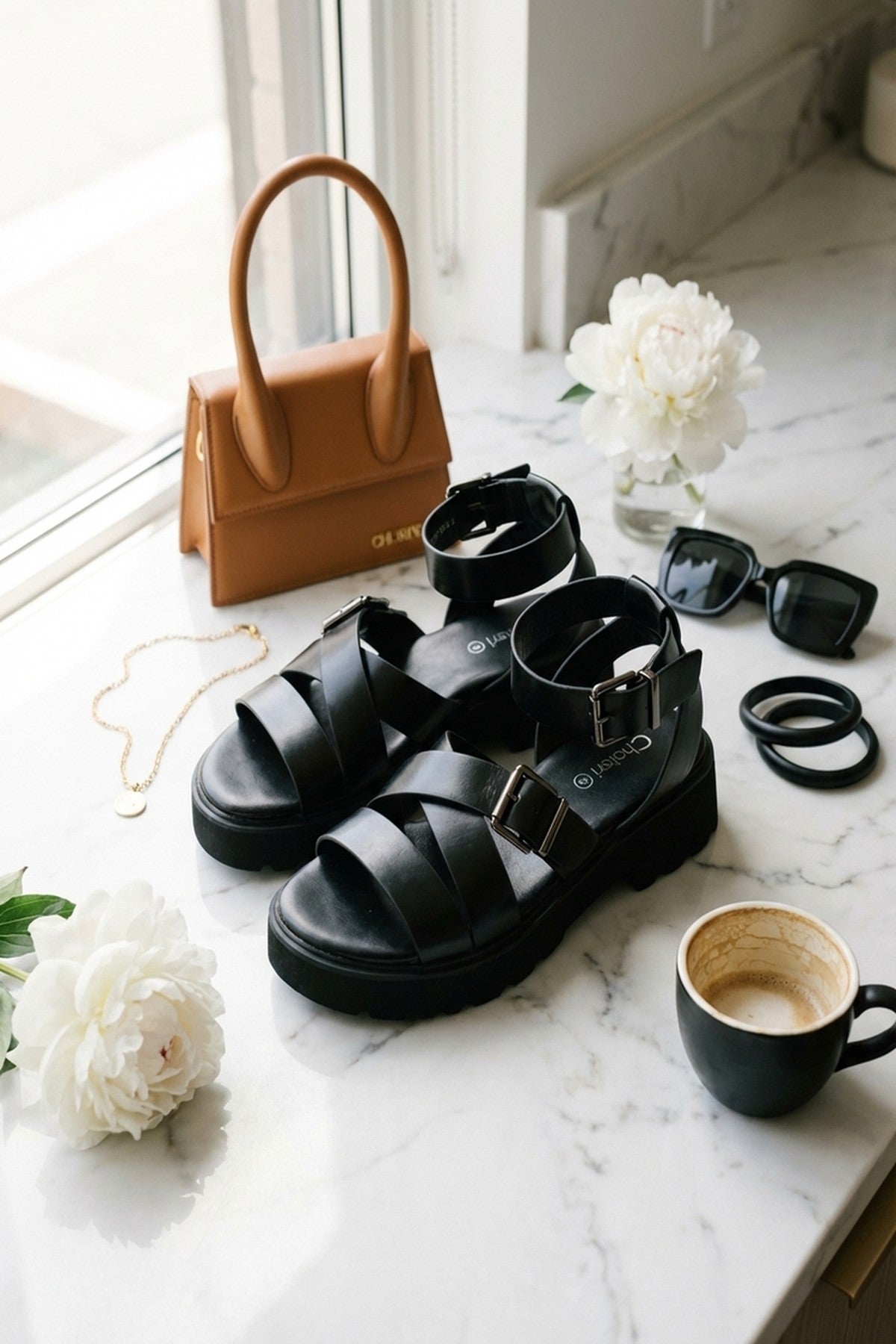 Lily Womens Chunky Platform Buckle Sandals, Image 5 of 8