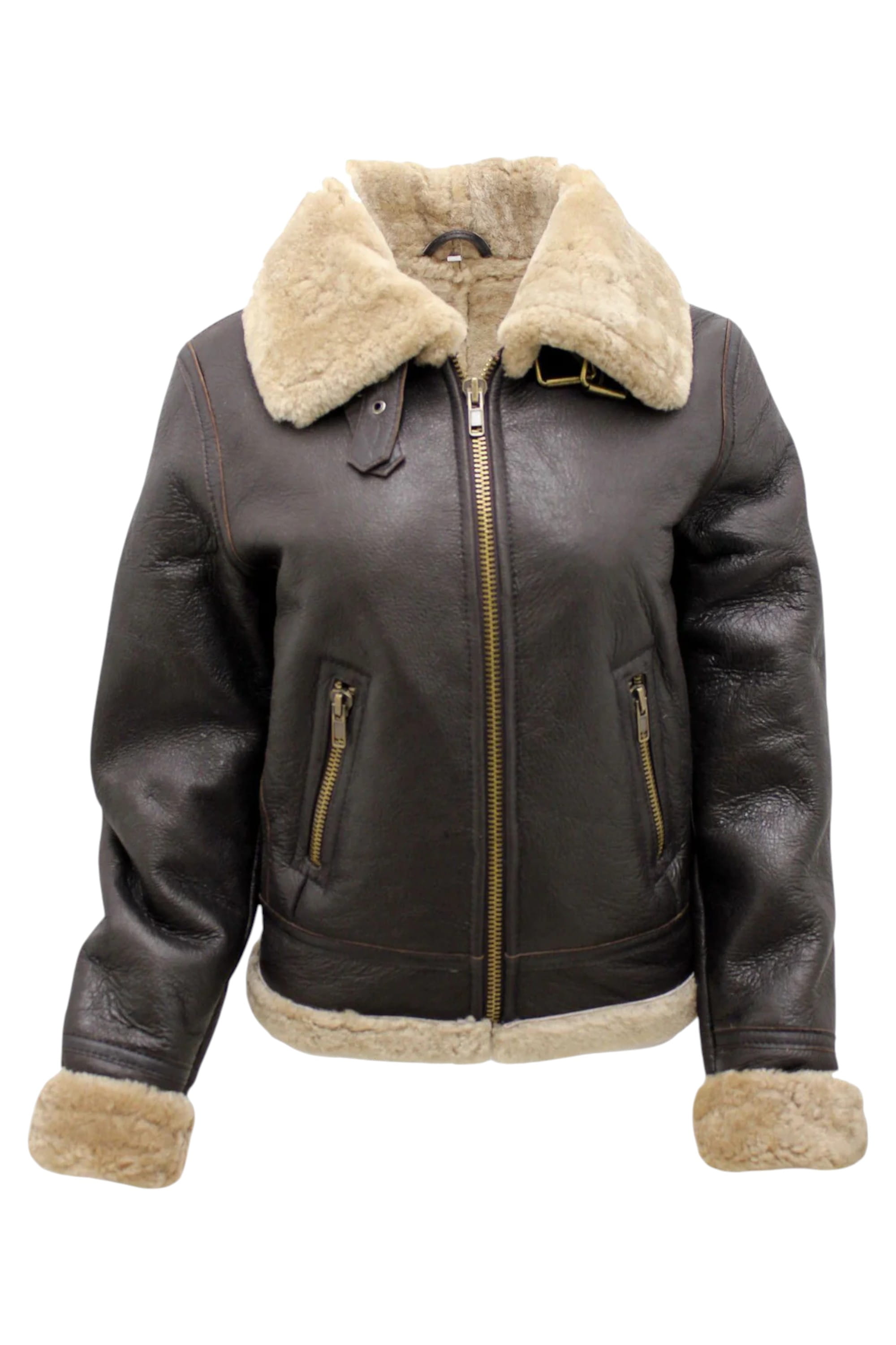 Brown B3 Sheepskin Leather Flying Jacket-Kaysi, Image 4 of 6