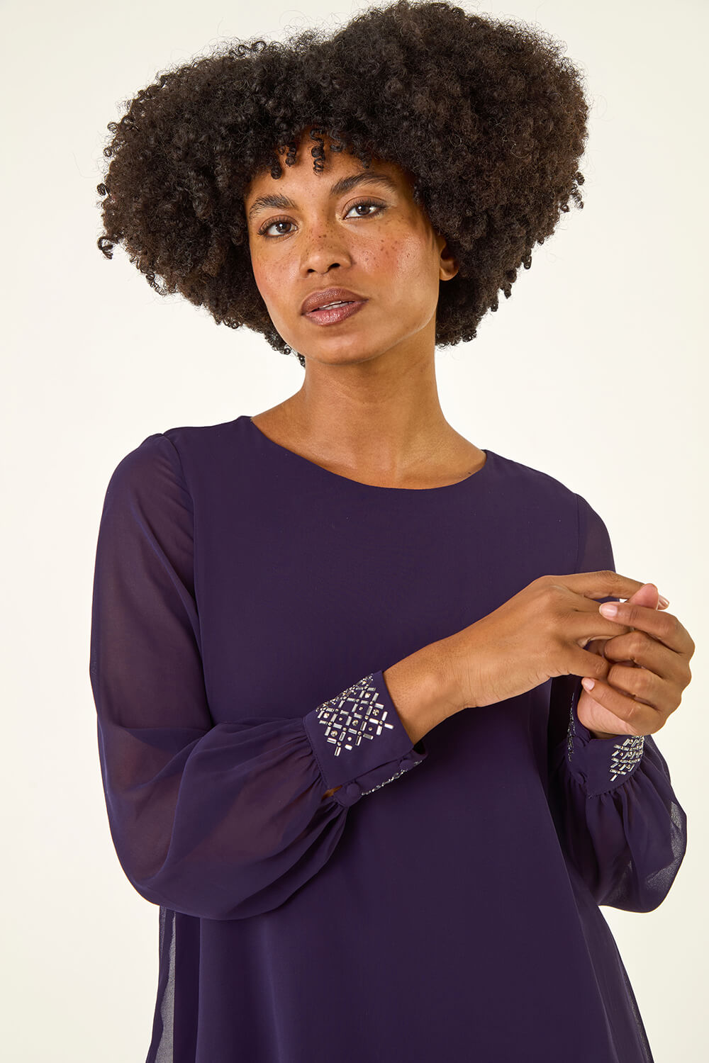 Purple Sparkly Detail Layered Top, Image 5 of 5