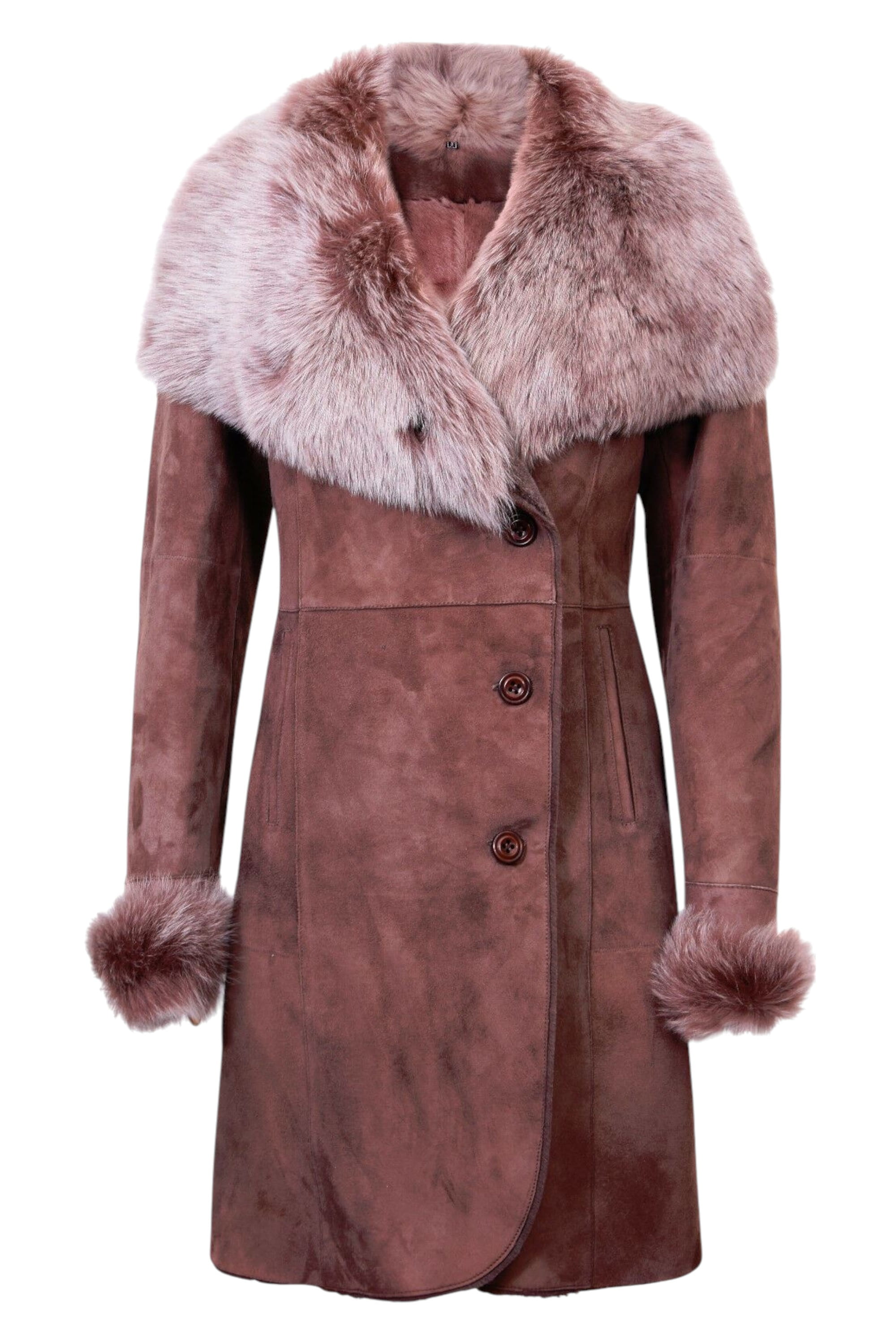 Brown Toscana Collar Merino Shearling Coat, Image 1 of 4