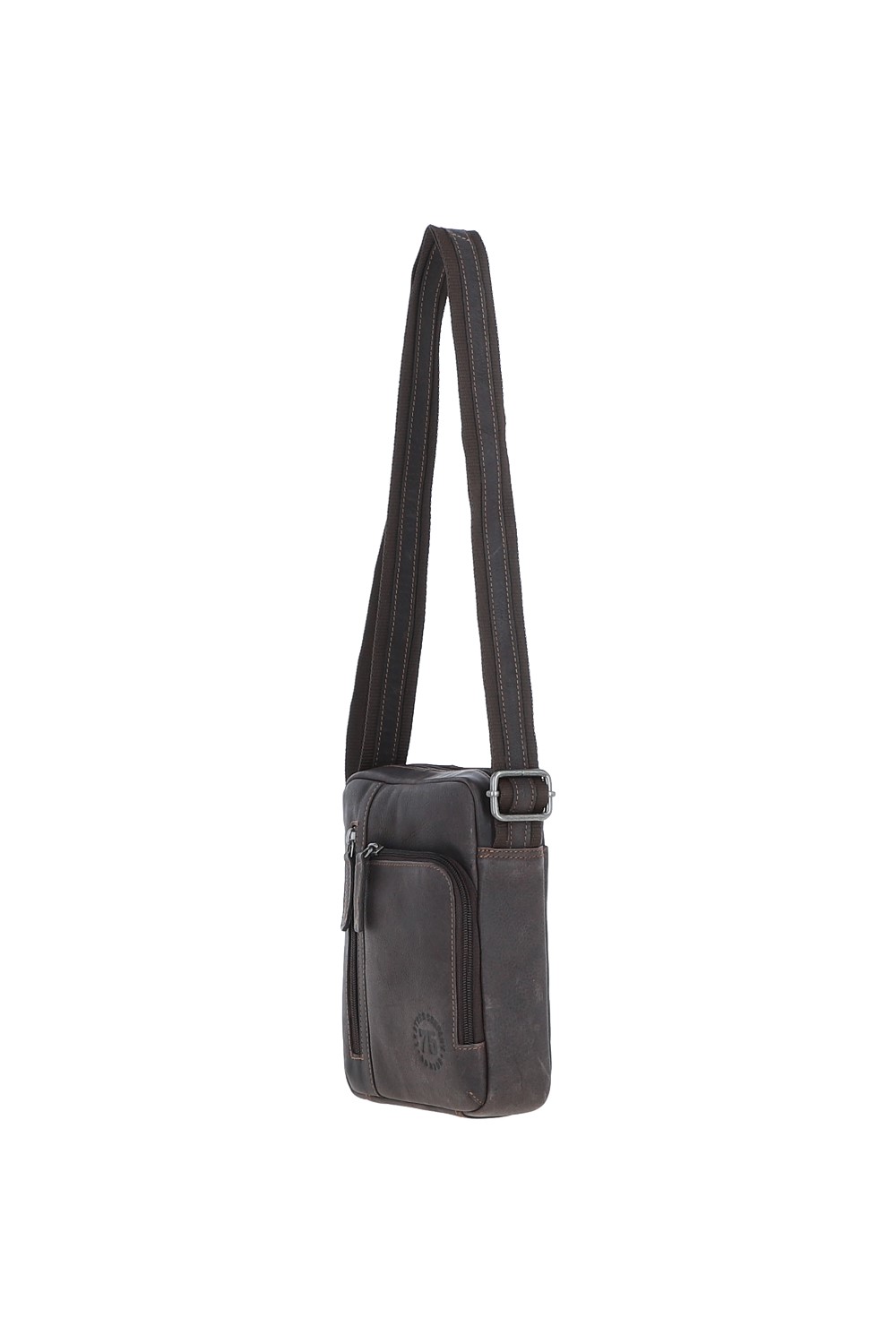 Brown 'Madrid' Compact Travel Messenger Bag With Multiple Zip Pockets And Adjustable Strap, Image 3 of 5
