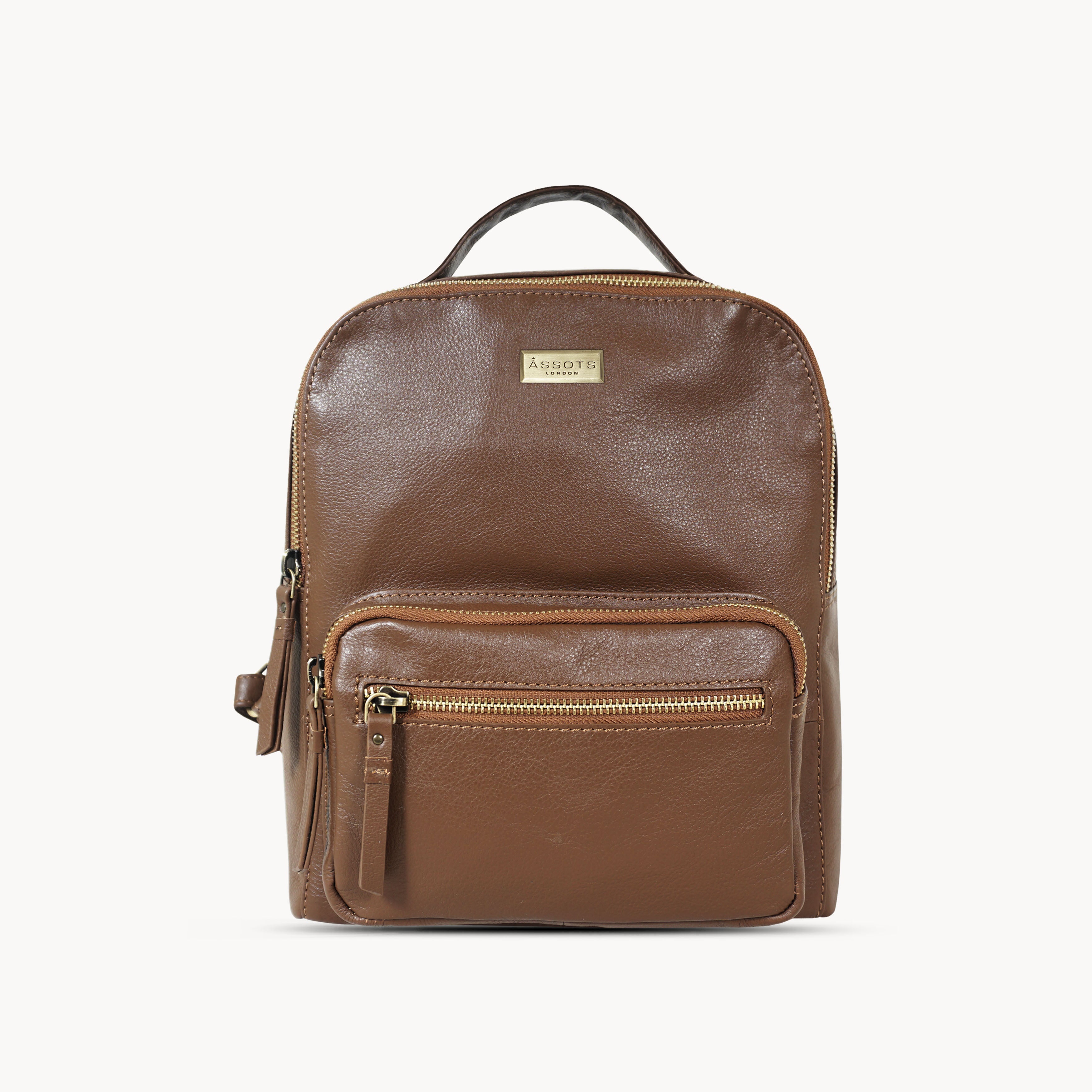 Tan 'ANGEL' Nappa Full Grain Leather Zip-top Backpack, Image 1 of 4