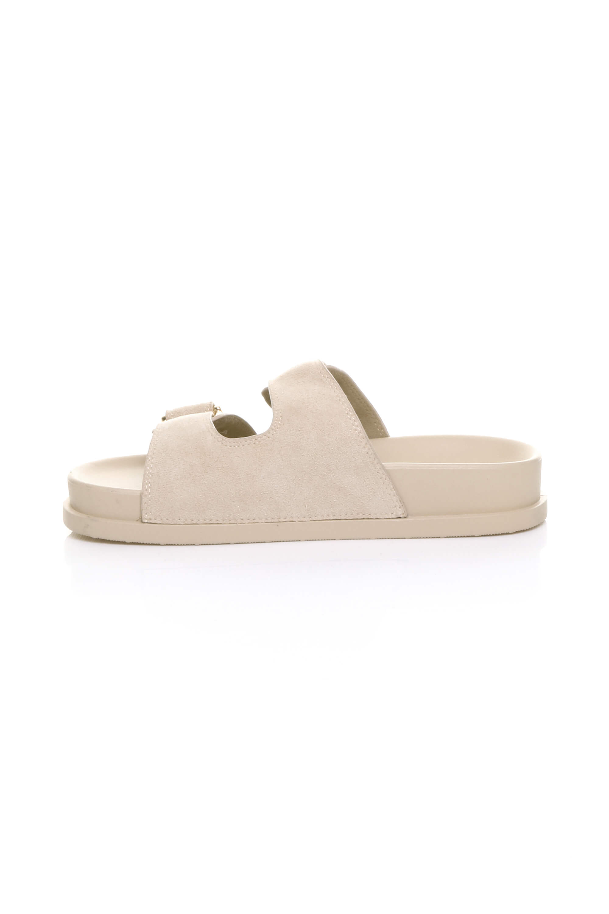 Beige AJVANI Beige Flatform Double Buckle Footbed Sandals, Image 3 of 4