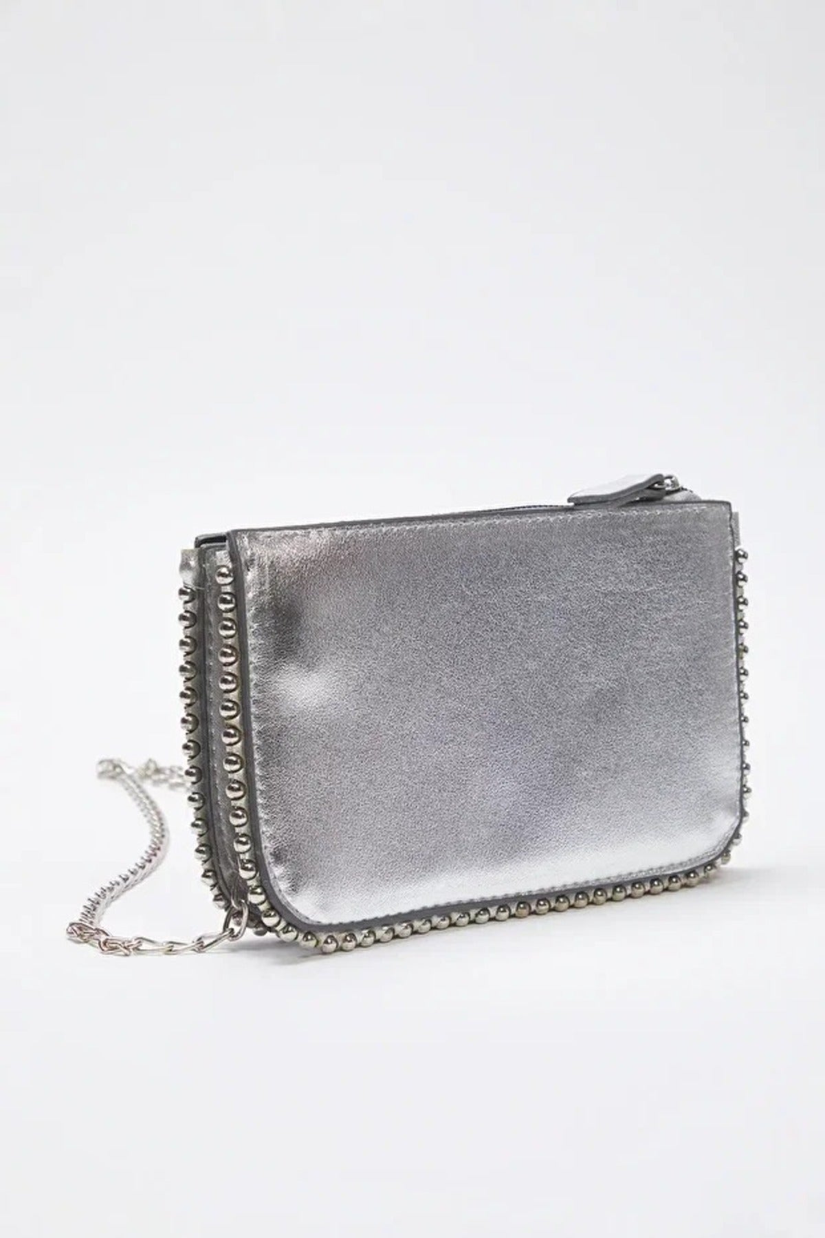 Silver Studded Small Cross-Body Wallet Bag, Image 2 of 3