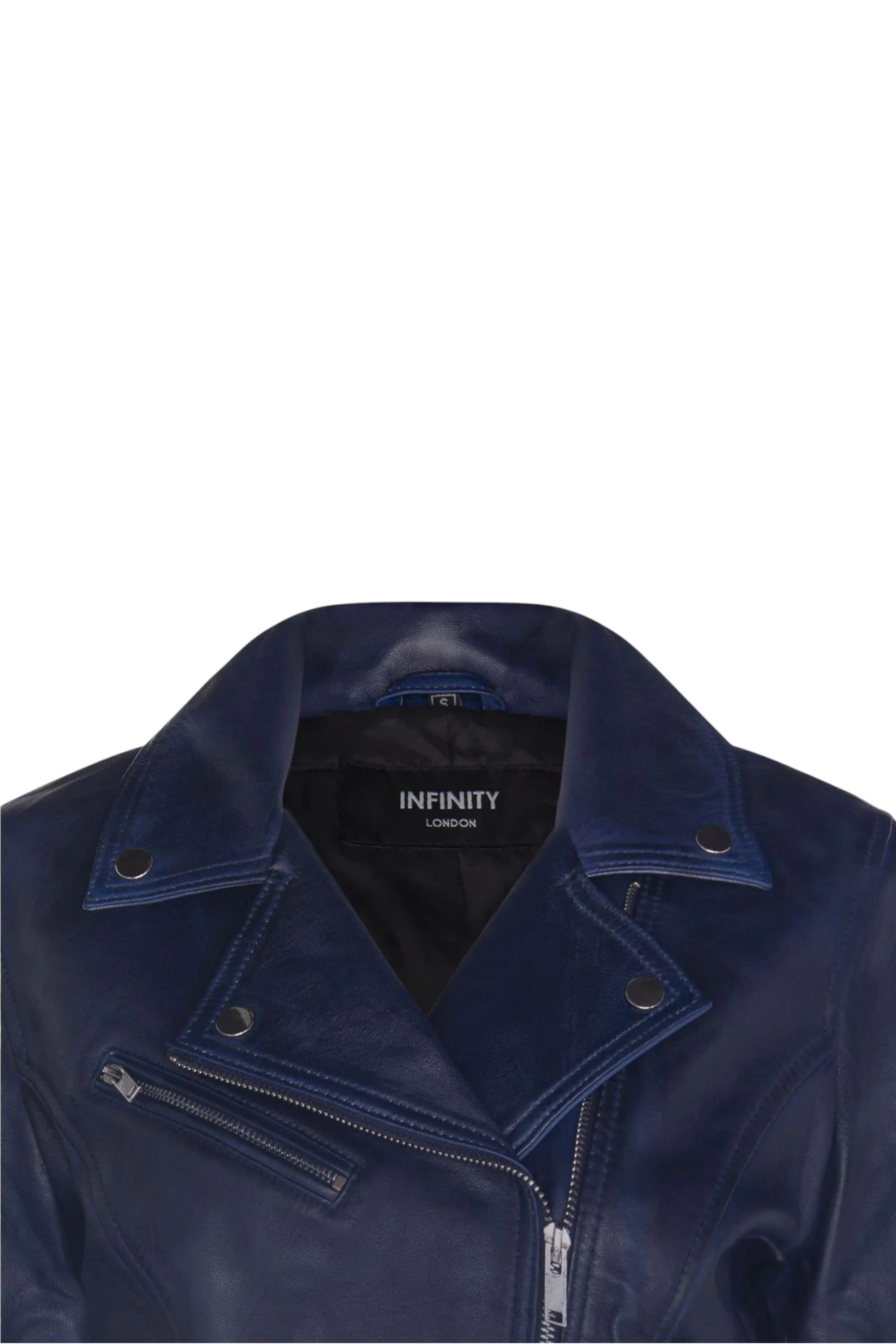 Blue Leather Brando Biker Jacket -Loughton, Image 4 of 4