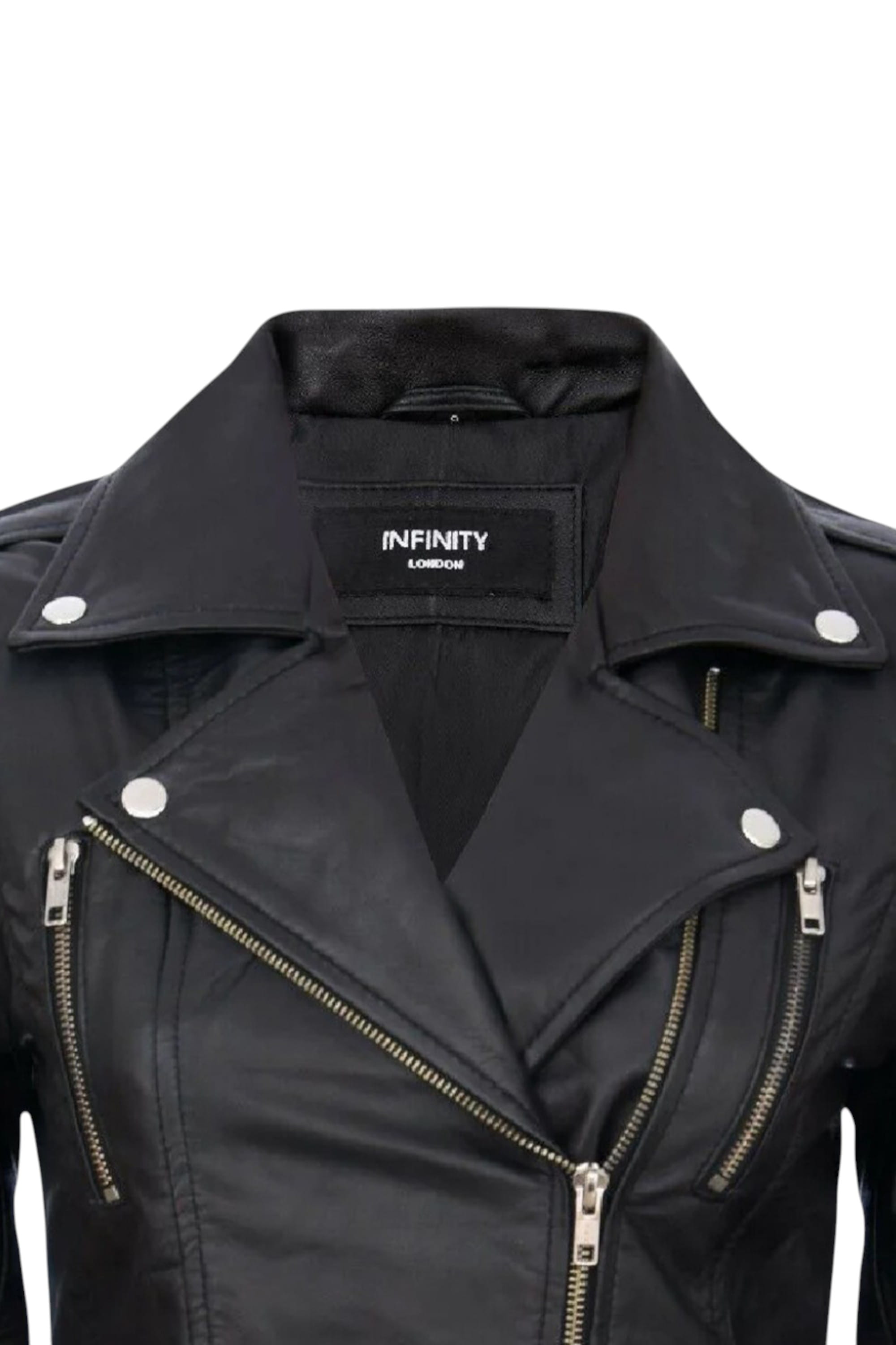 Black Leather Brando Biker Jacket-Loddon, Image 6 of 7