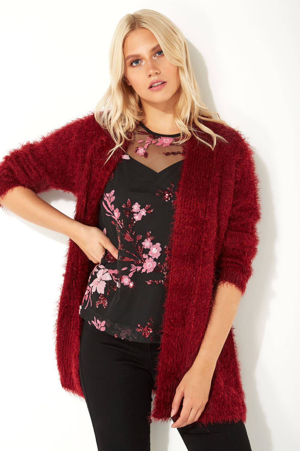 Pink Floral Mesh Embroidered Top, Image 5 of 6