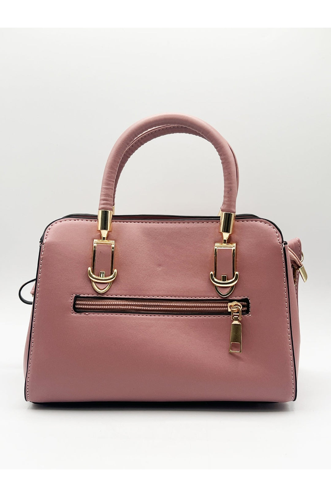 Pink Embroidered Floral Rounded Grab Bag in Pink, Image 4 of 6