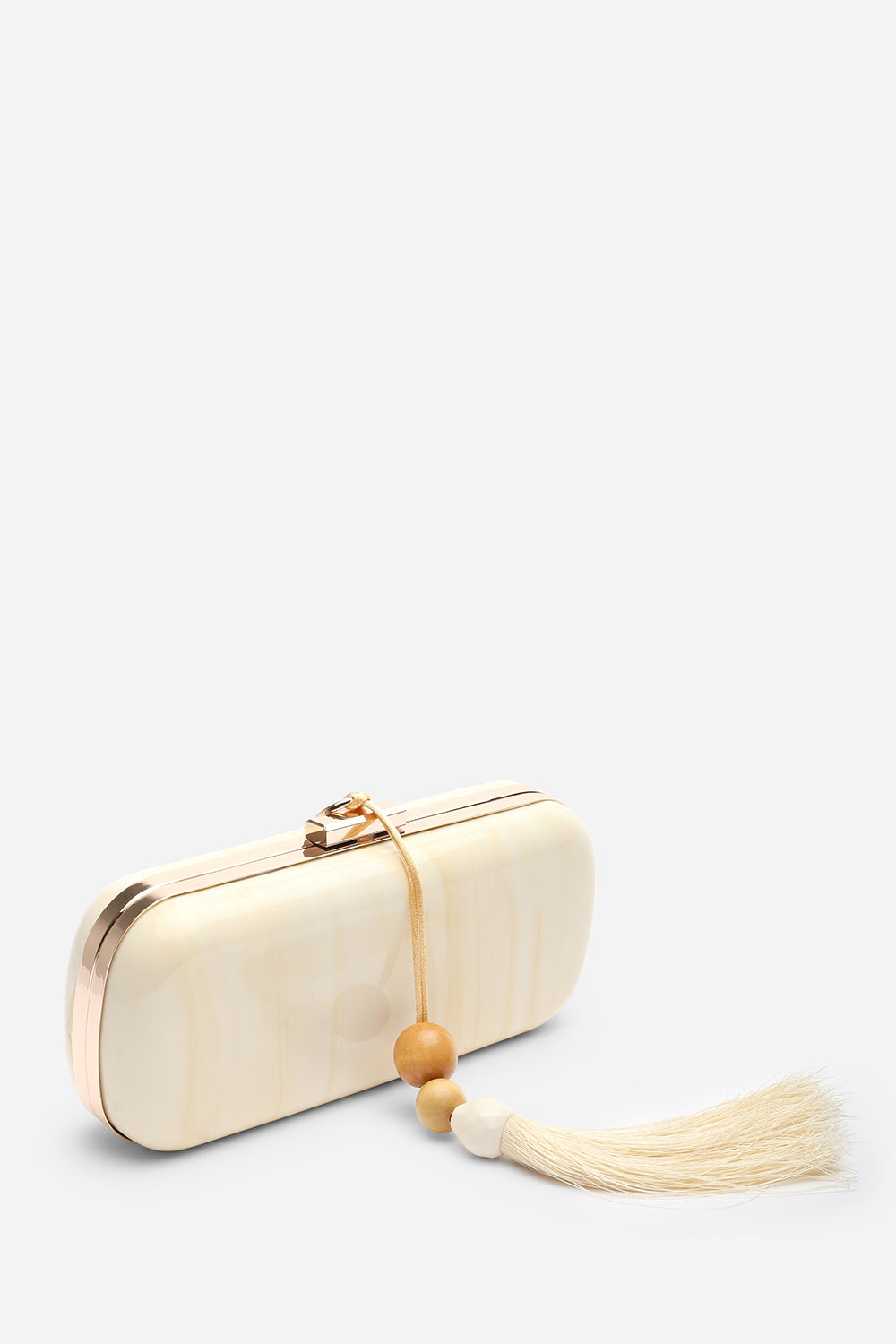 White Falcon Marble Finish Tassel Clutch Bag, Image 1 of 8
