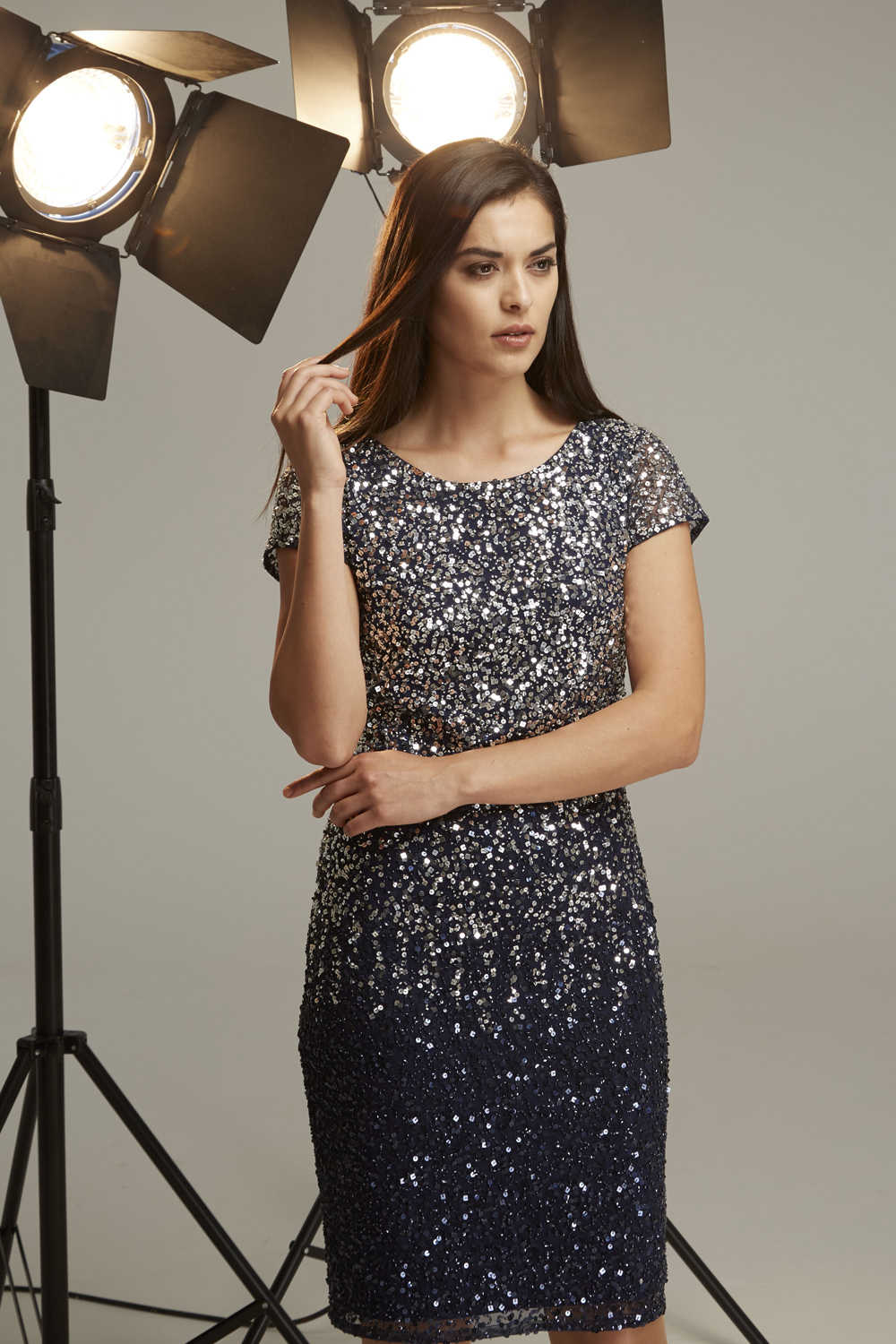 blue ombre sequin dress Open-Back Ombre Long Sequin Prom Dress