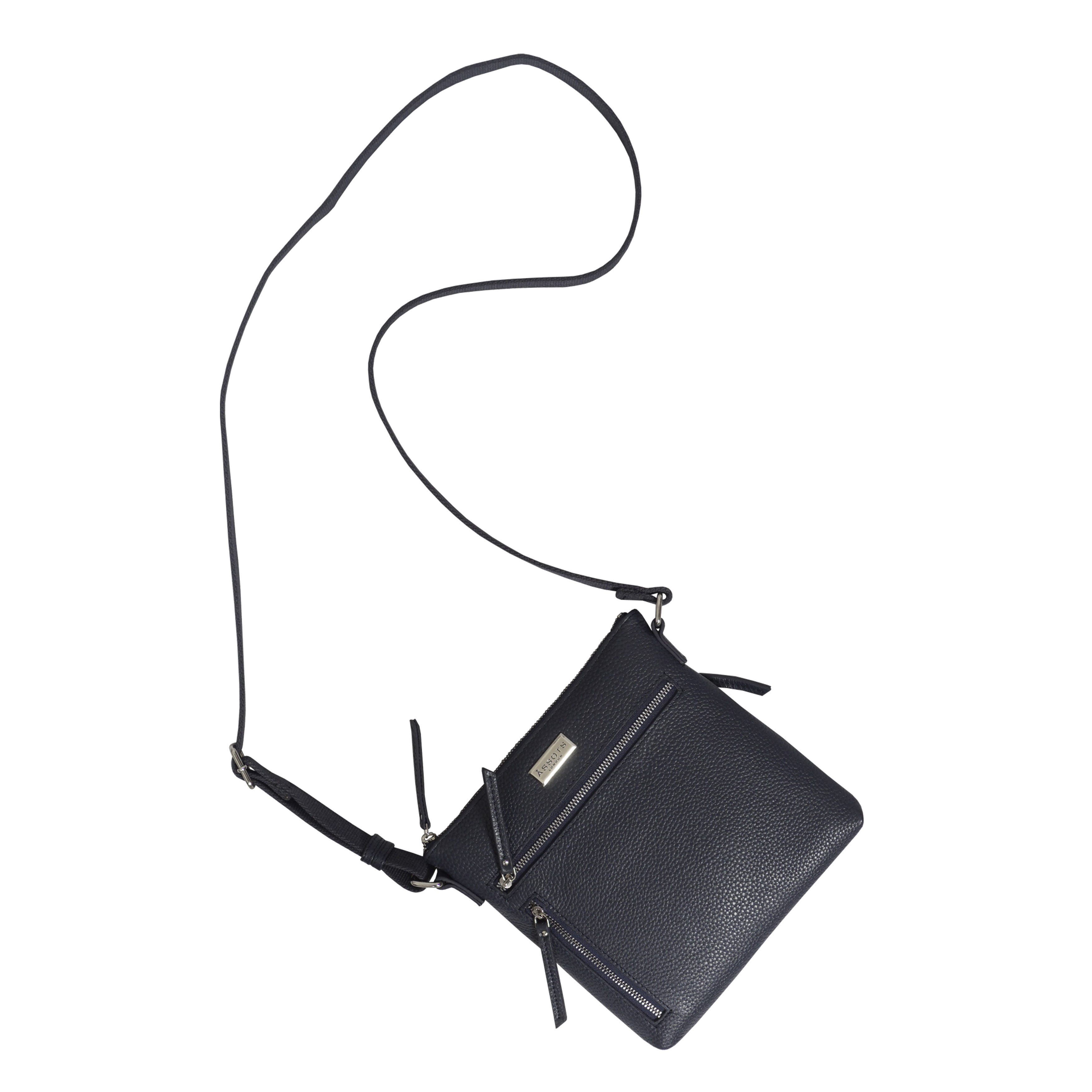 Navy 'RUE' Soft Pebble Grain Leather Crossbody Bag, Image 2 of 4