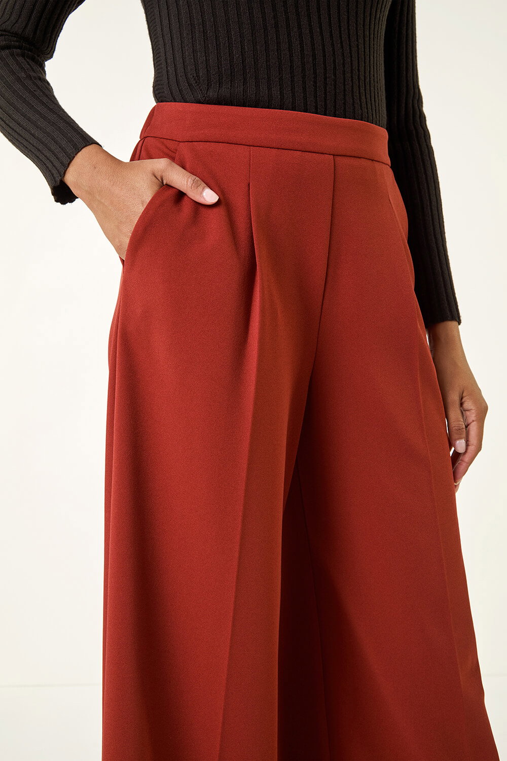 Rust Wide Leg Premium Stretch Culottes, Image 6 of 5
