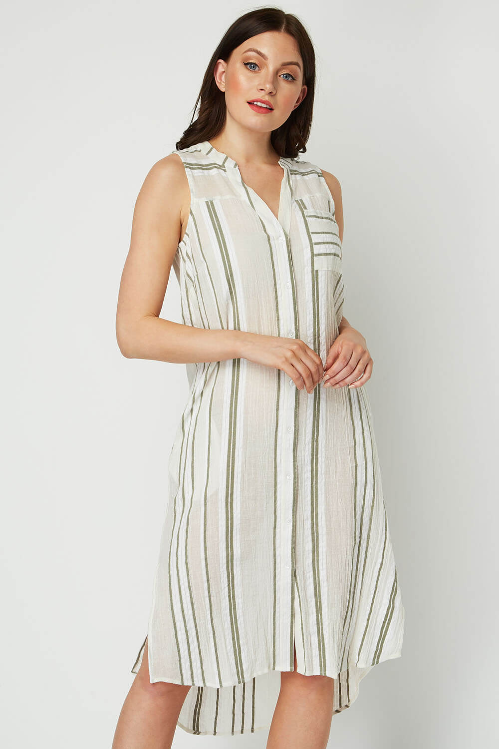 princess polly baby blue dress CODE Striped Belted A-line Dress