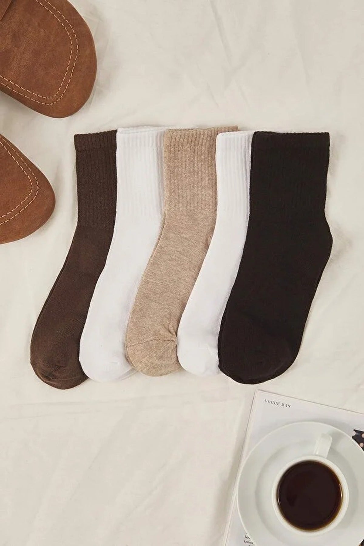 Multi 5 Pack Cotton Knit Crew Socks, Image 1 of 3