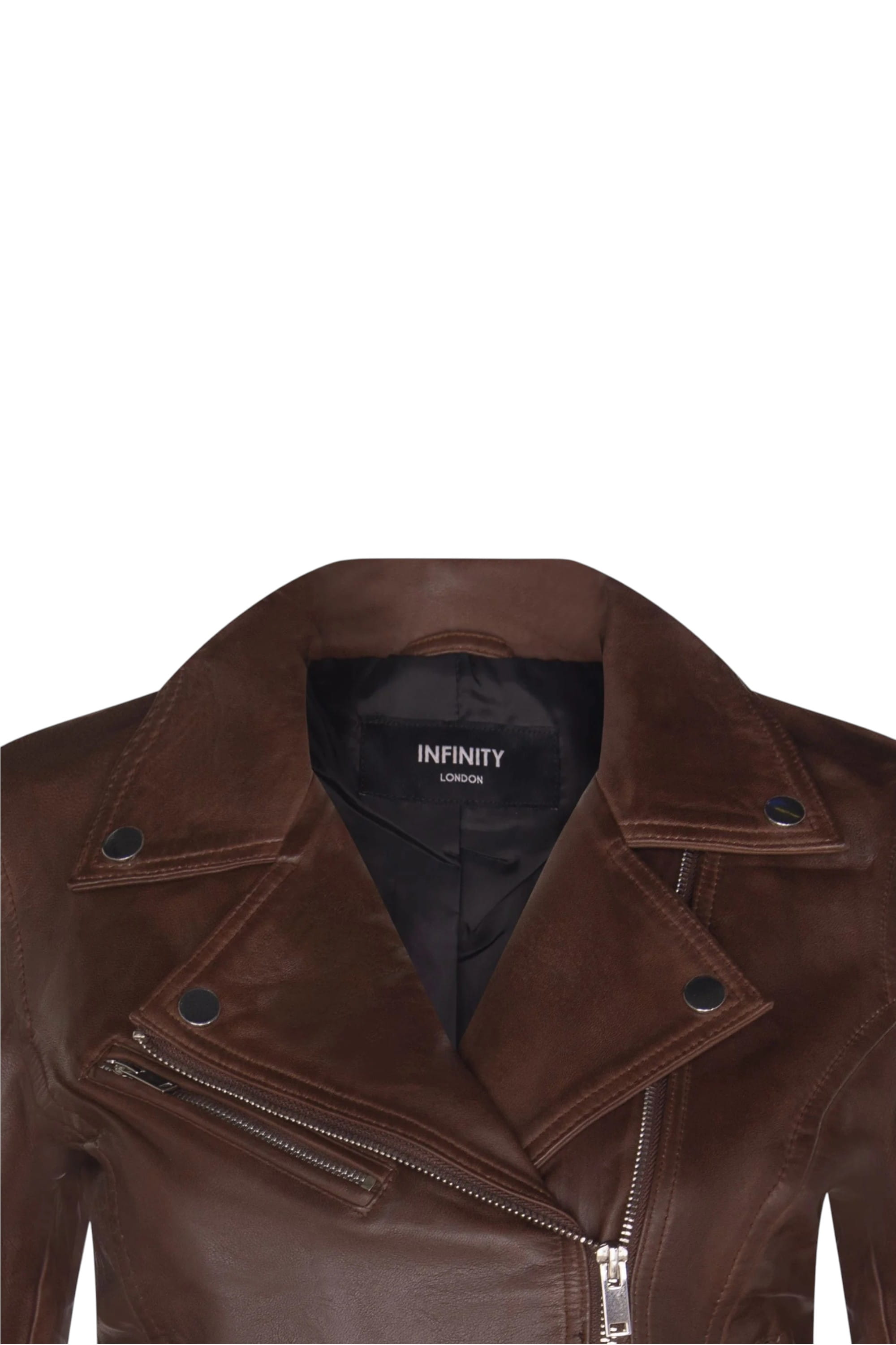 Brown Leather Brando Biker Jacket -Loughton, Image 4 of 4