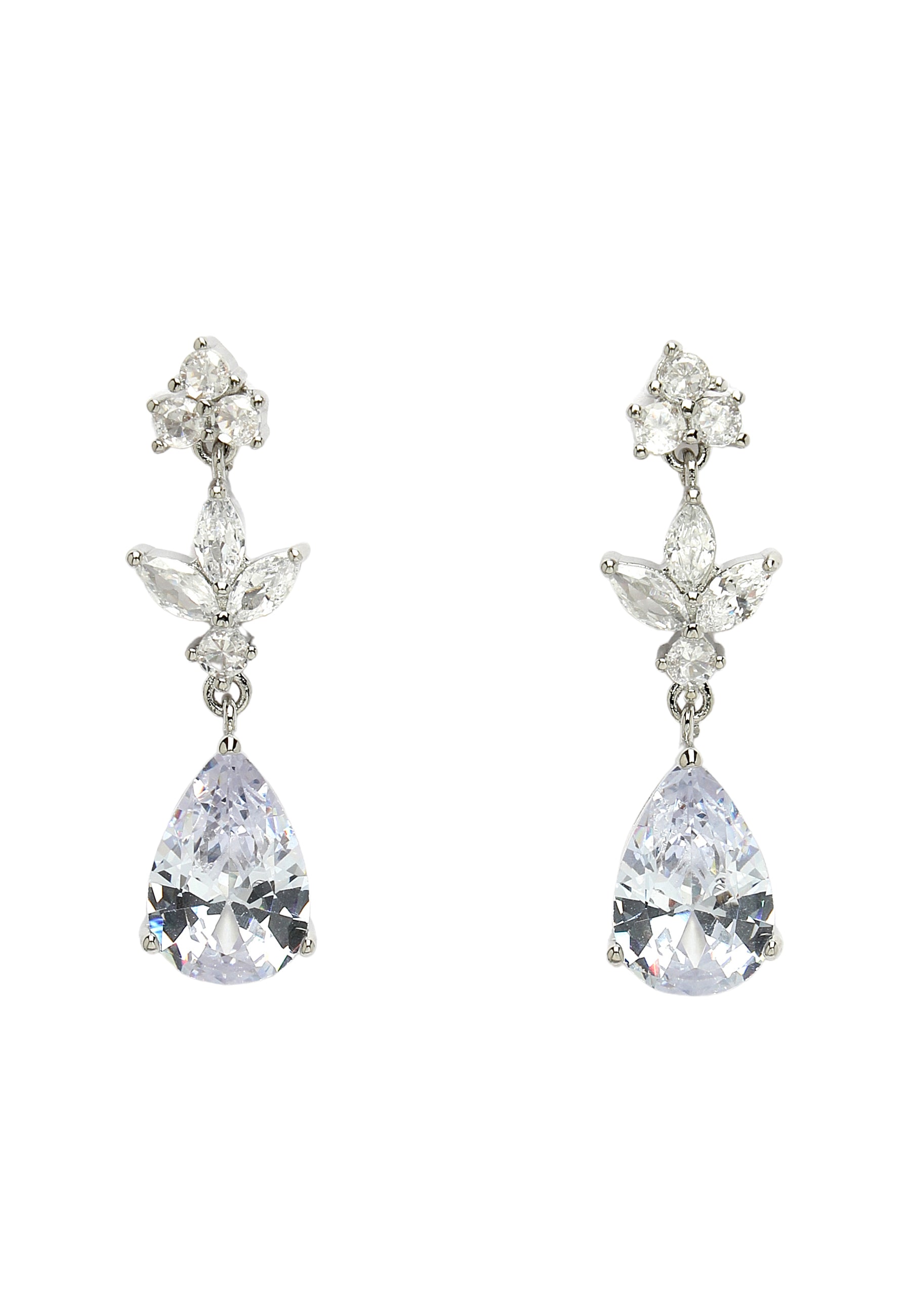 Metallic Diva Collection Delicate Silver Raindrop Earrings