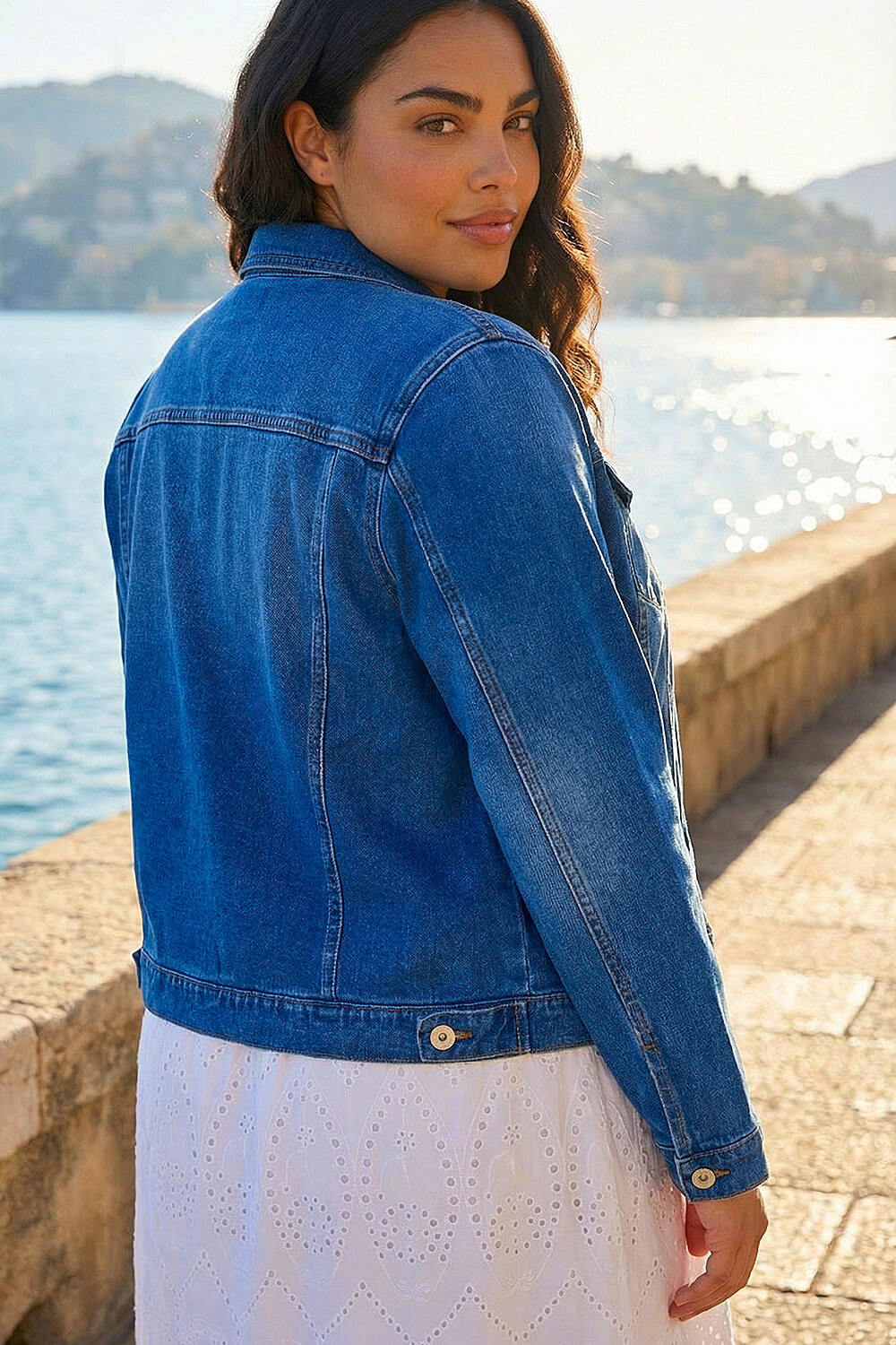 Denim Curve Cotton Denim Jacket, Image 4 of 4