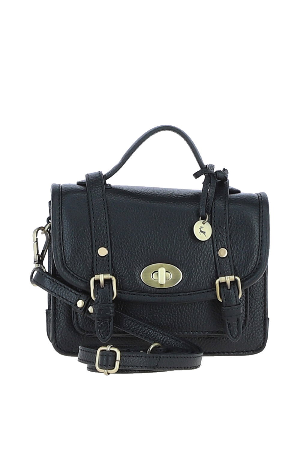 Black Stylish Real Leather Small Satchel Bag, Image 1 of 4