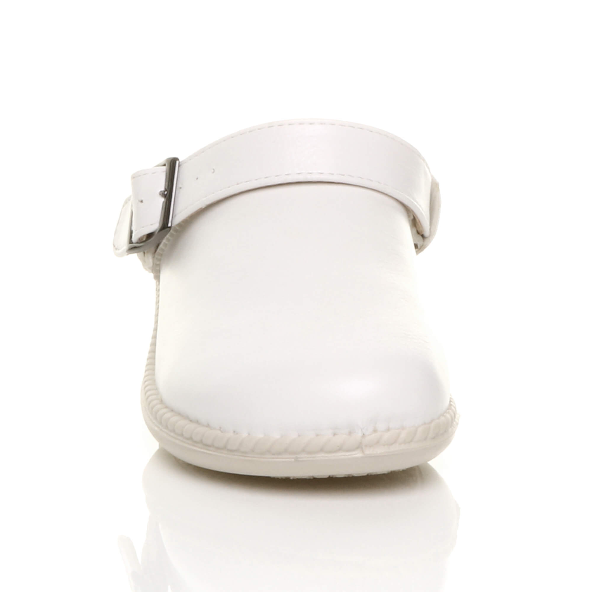 White AJVANI White Low Wedge Slingback Clogs Mules, Image 6 of 6