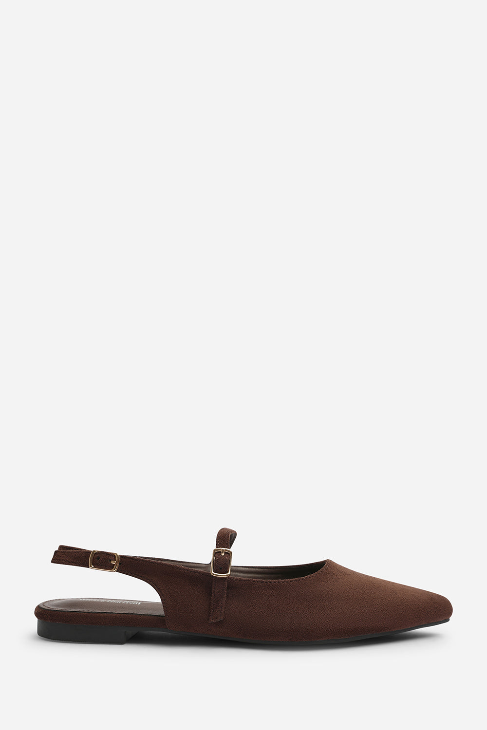 Dark Brown Estrella Pointed Toe Mary Jane Open Back Ballet Flats, Image 2 of 7