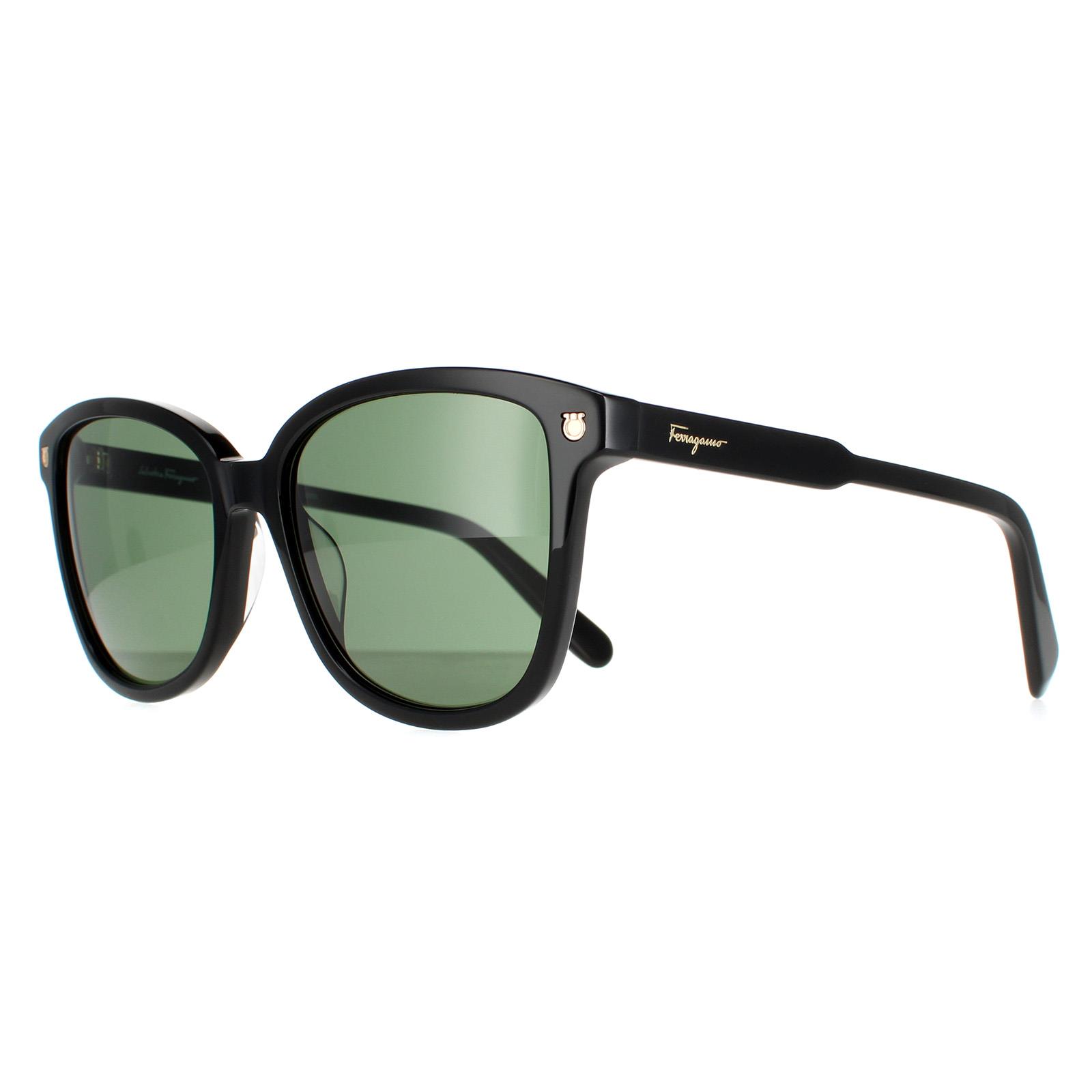 Black Salvatore Ferragamo Black Square Black Green SF815S, Image 2 of 4