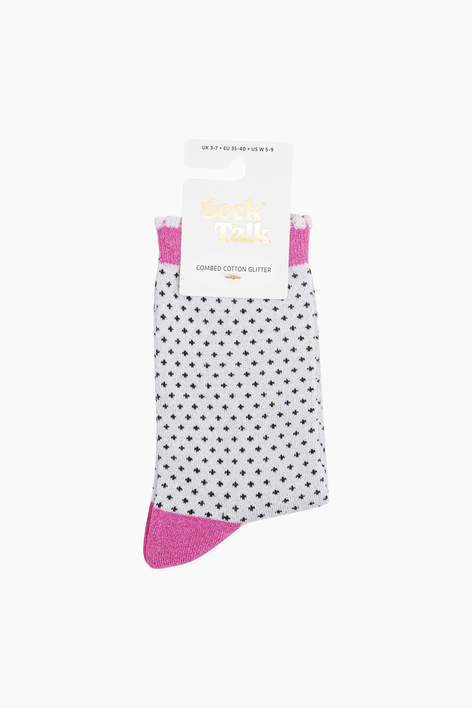 Light Grey Sock Talk Light Grey Polka Dots Combed Cotton Glitter Socks, Image 4 of 4