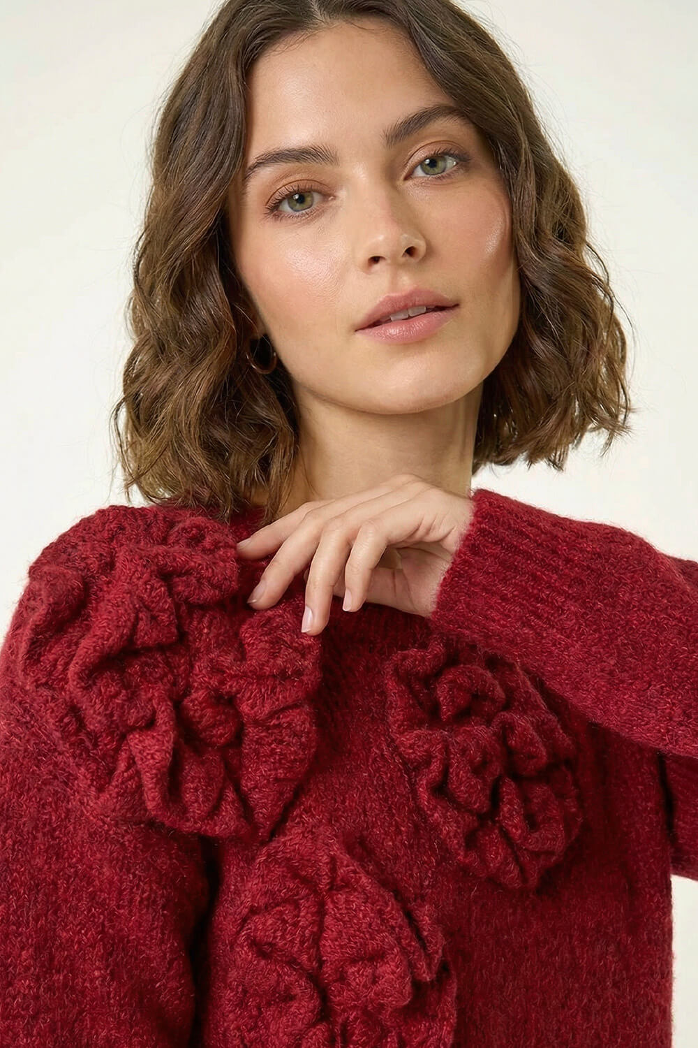 Red Chunky Floral Knit Jumper, Image 5 of 5