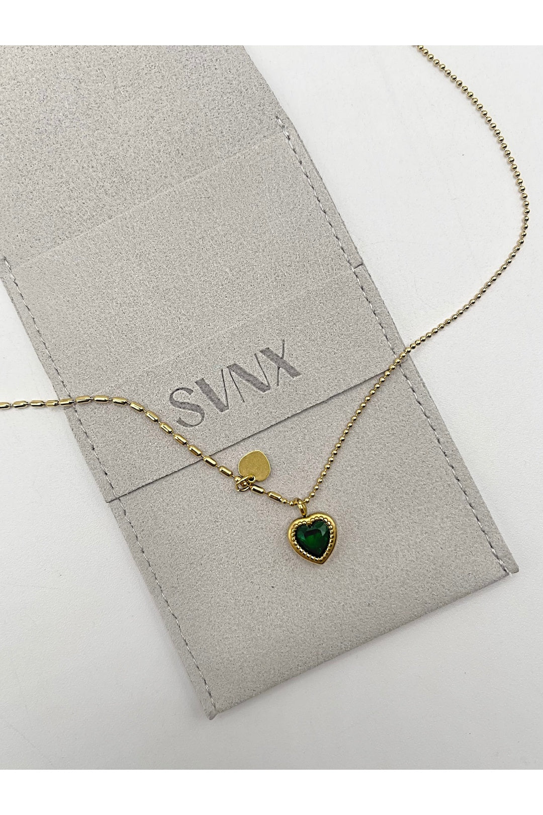 Green Emerald Green Heart Necklace, Image 2 of 3