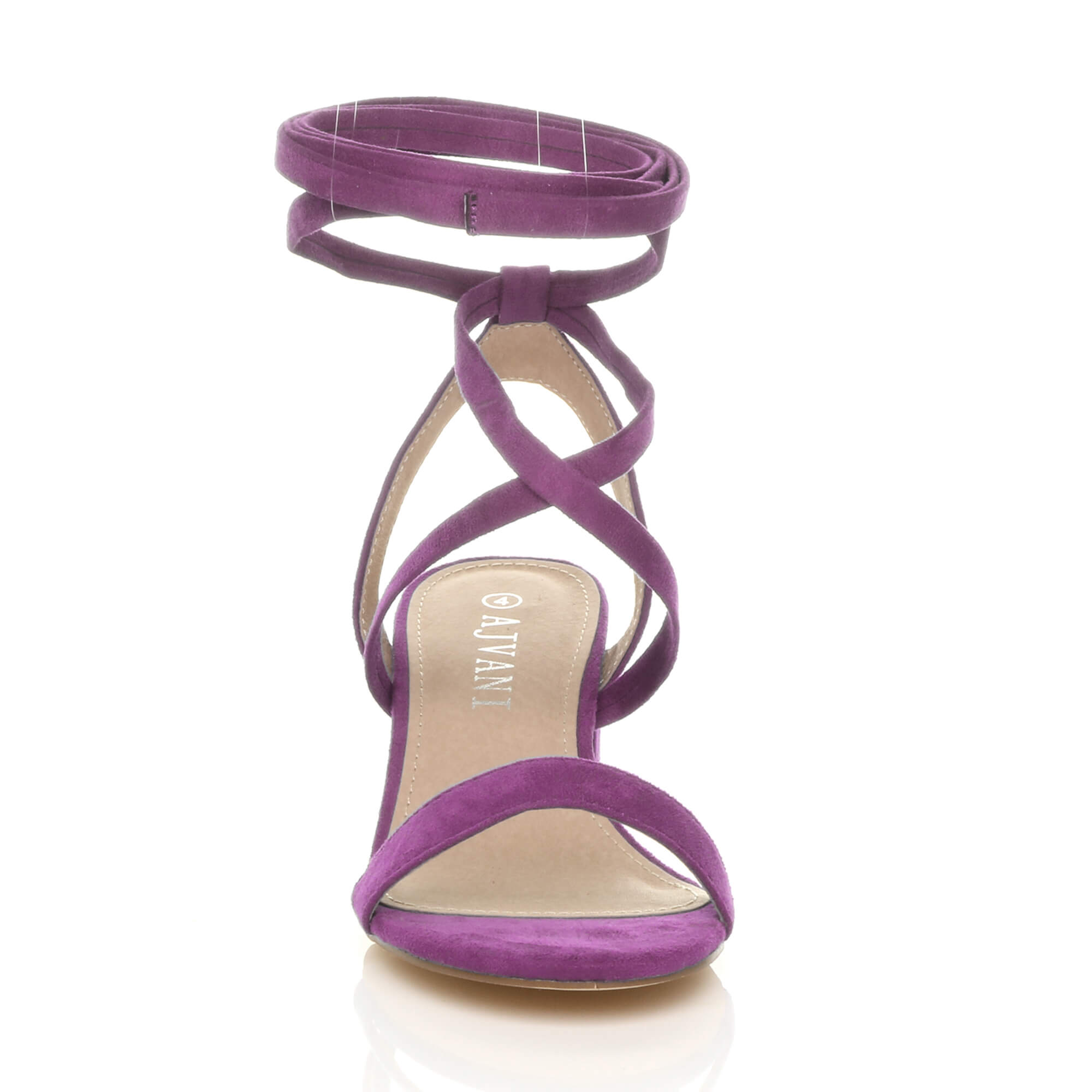Purple AJVANI Purple Mid Block Heel Tie Up Sandals, Image 6 of 6