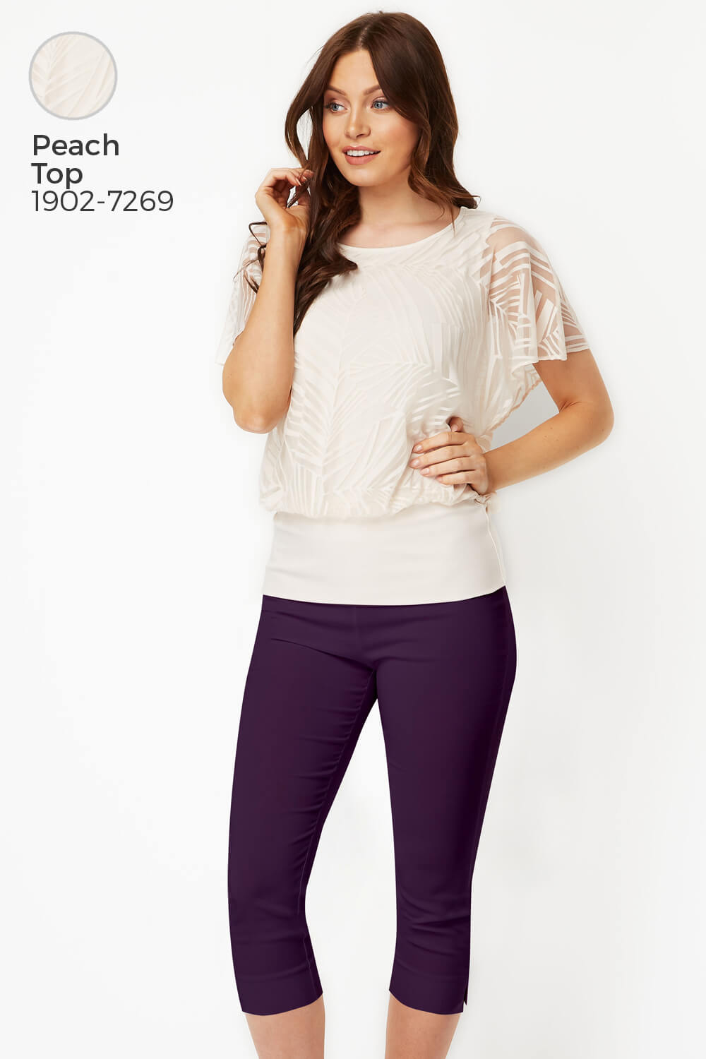 Plum Cropped Stretch Trouser, Image 7 of 7