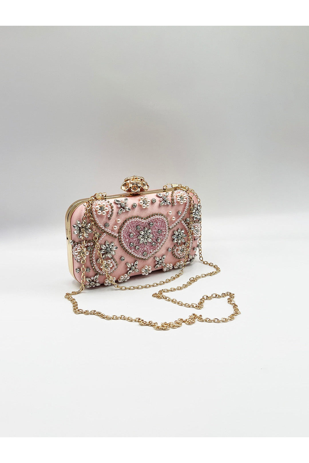 Pink Heart Beaded Clutch Bag, Image 4 of 5