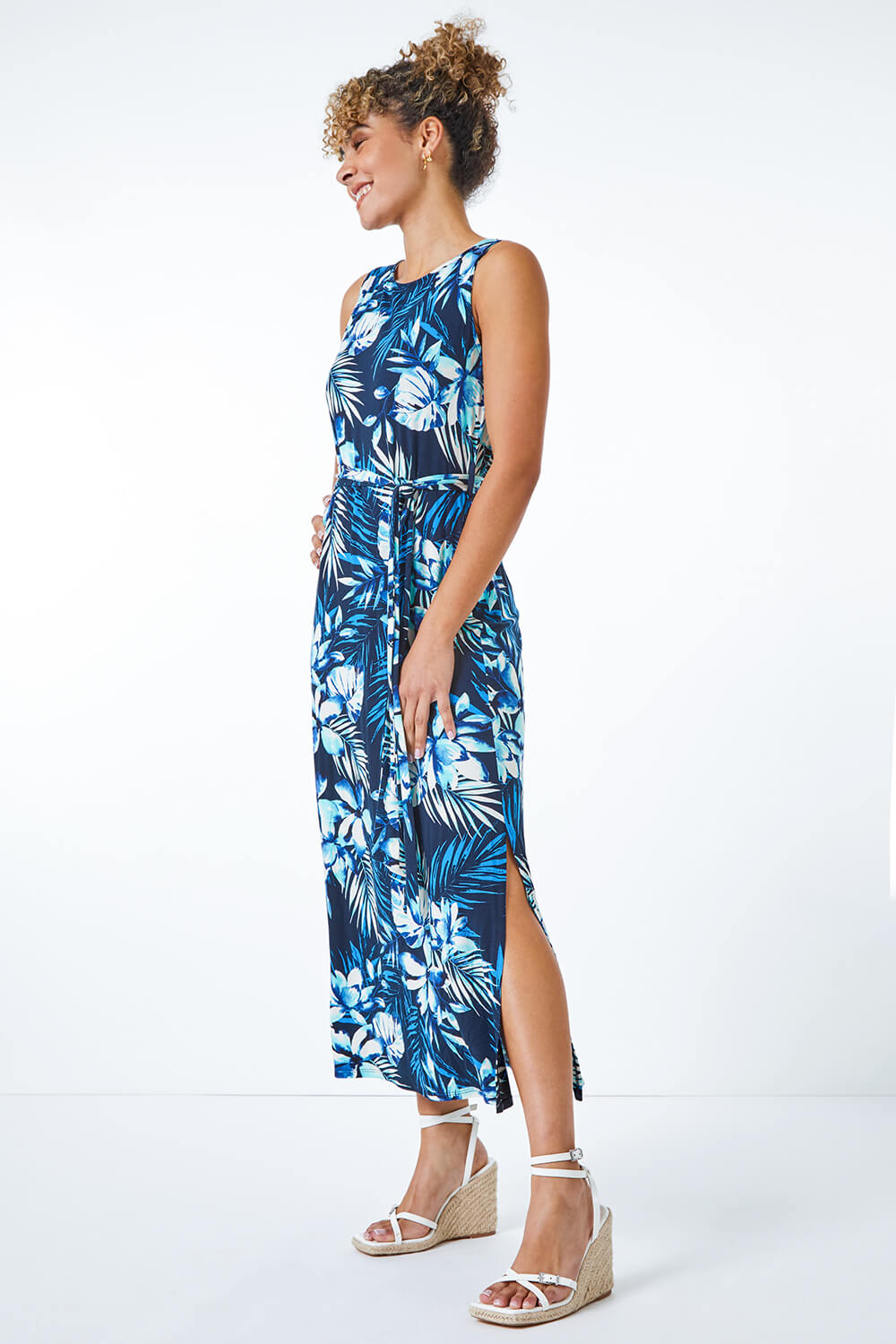 stripe halter neck dress Mackenna Navy Cotton Stripe Halter Smock Back Maxi Dress