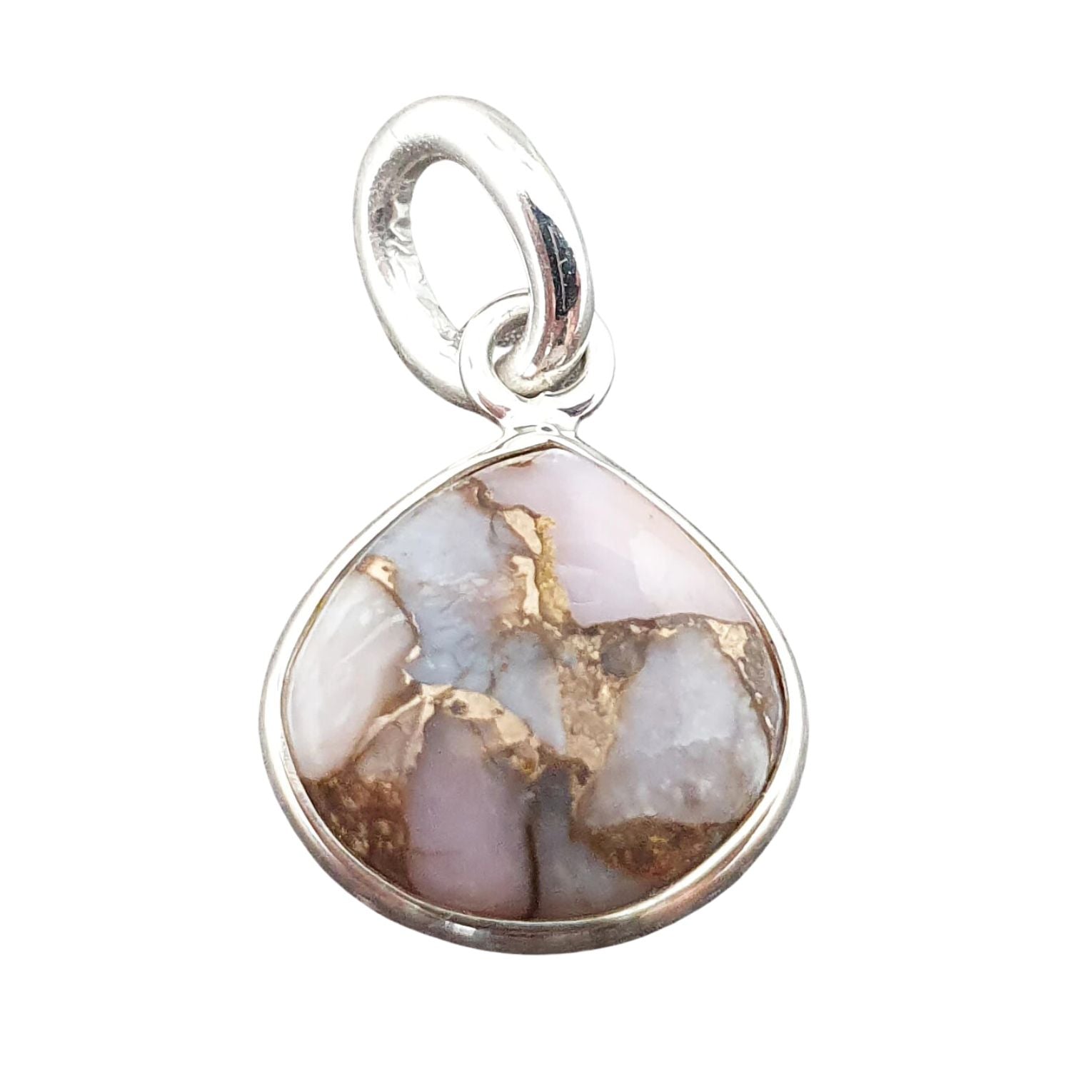 Pink Sterling Silver Round Bezel Pendant Opal October Birthstone Charm