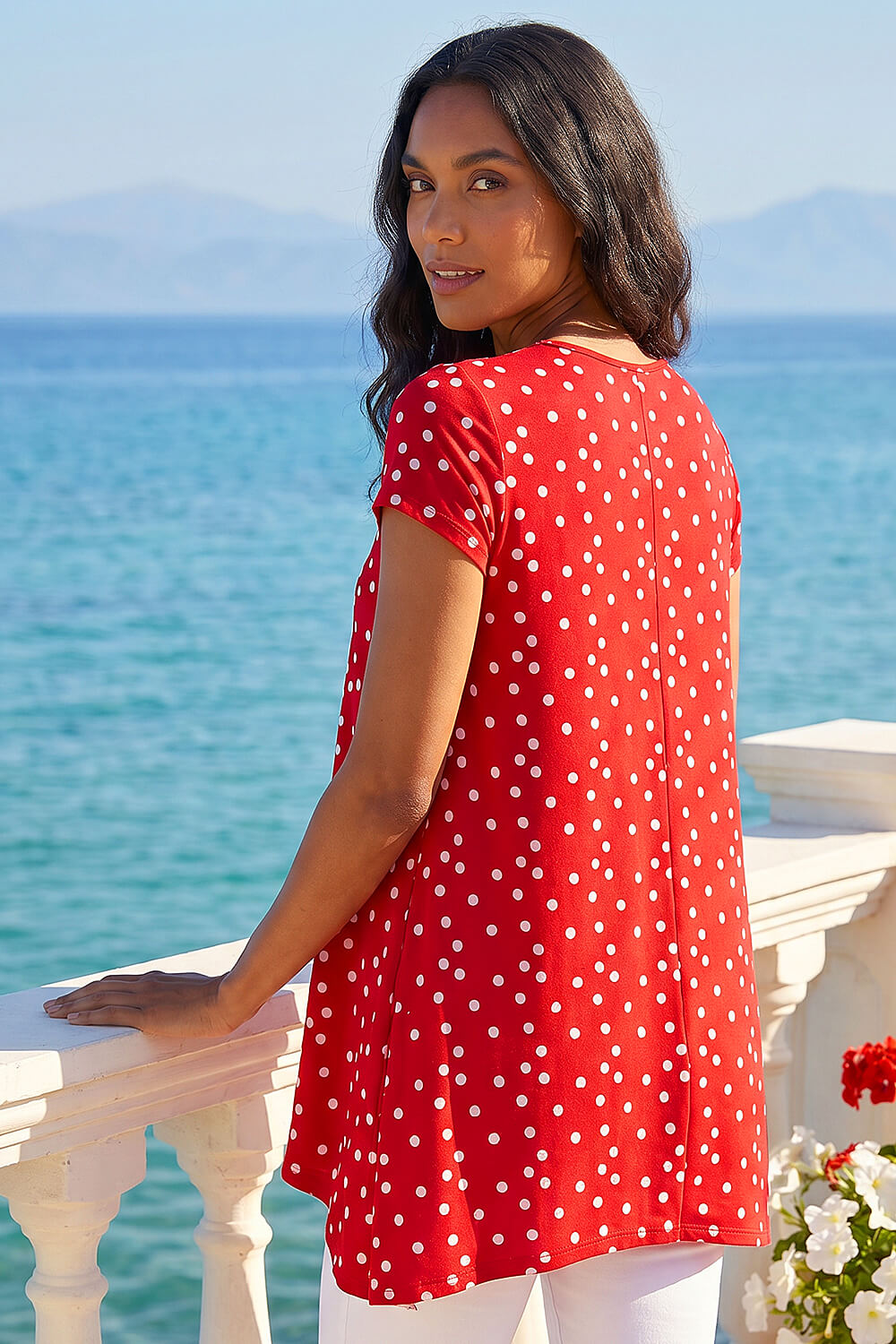 Red Polka Dot Hanky Hem Top, Image 4 of 4