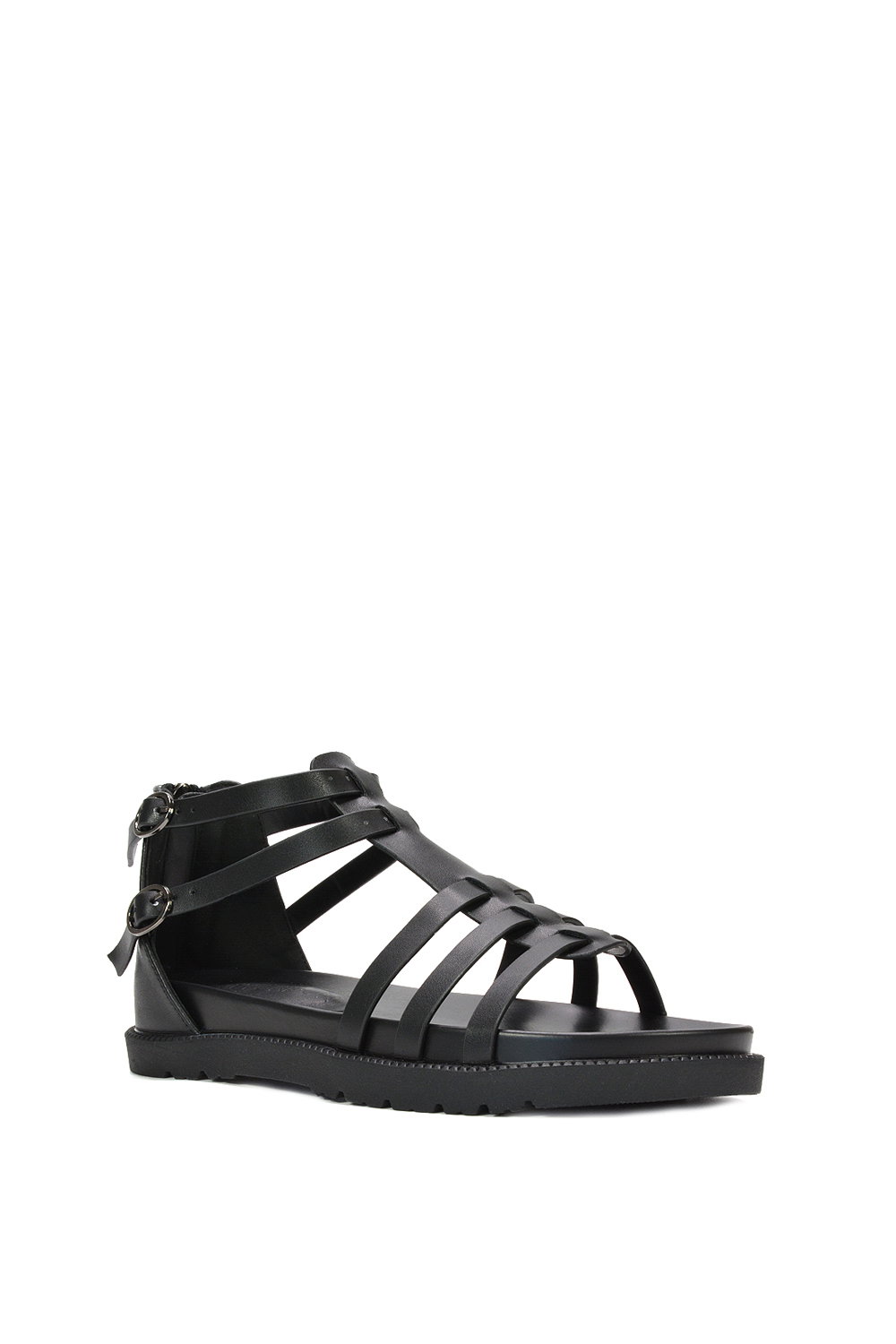 Black XY LONDON Black 'Haden' Flatform Gladiator Sandals With Chunky Sole, Image 2 of 6