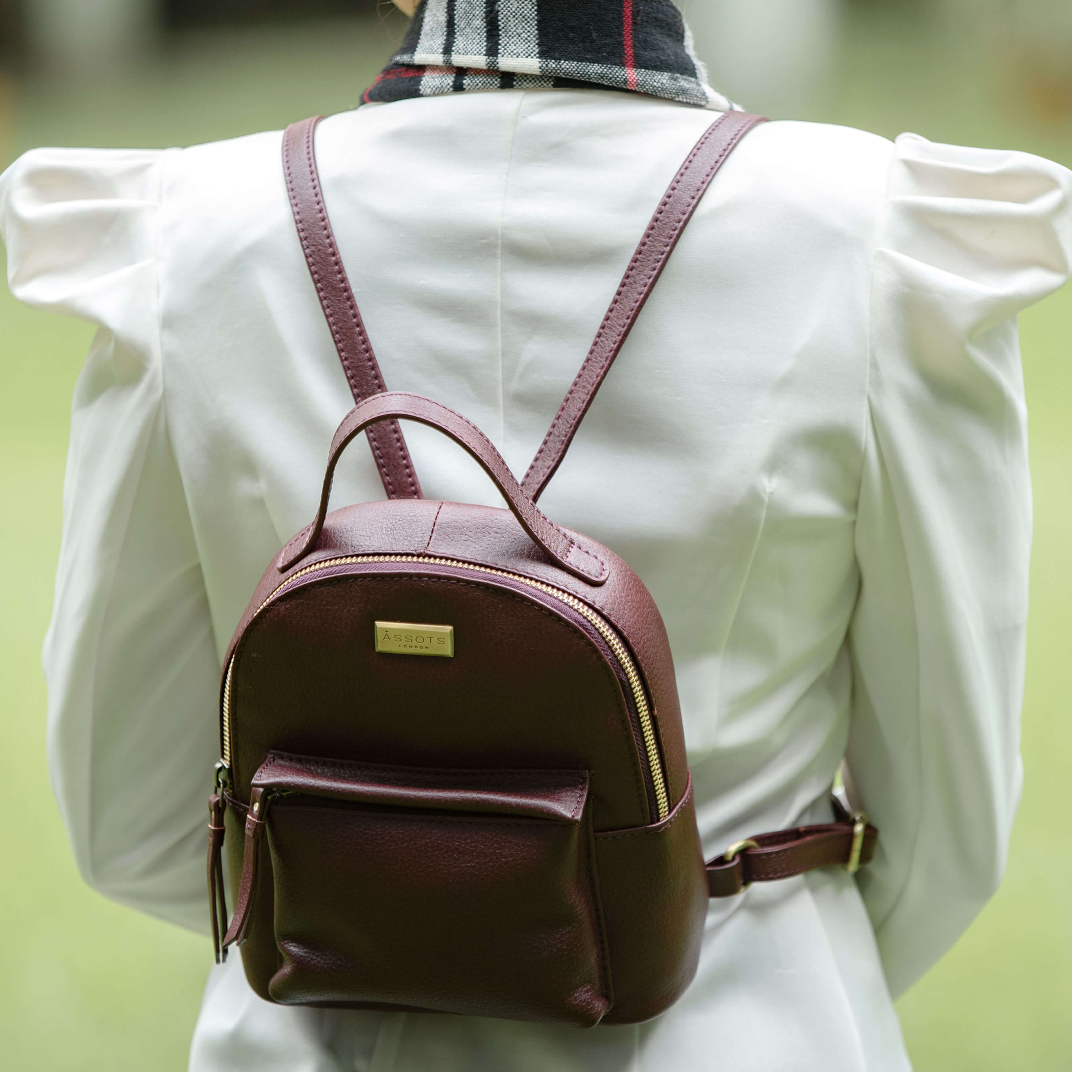 Burgundy Assots London Burgundy 'BETTY' Zip Top Mini Pebble Grain Leather Backpack, Image 2 of 5