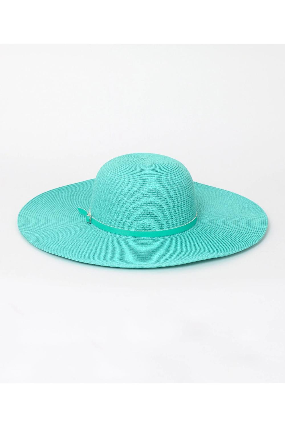 Turqouise Porto - Wide Brim Straw Floppy Hat - Pale Turquoise, Image 1 of 1