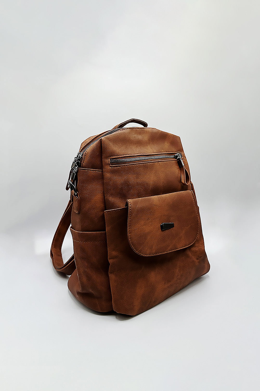 Black Faux Leather Backpack