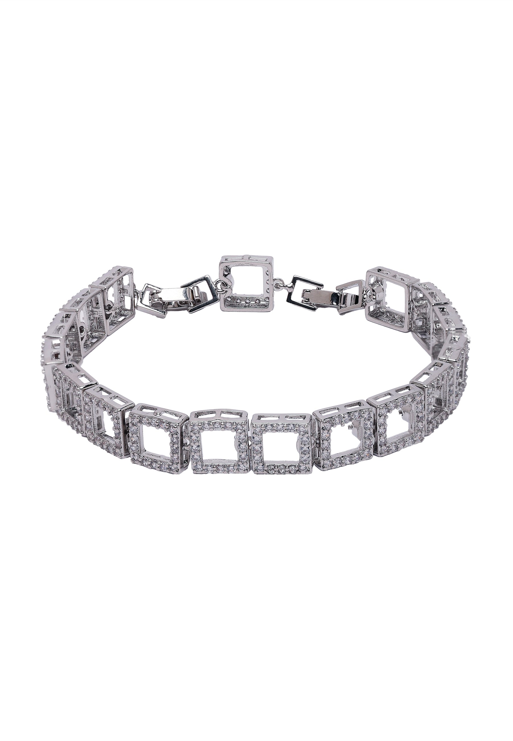 Metallic Diva Hollow Square Chain Bracelet