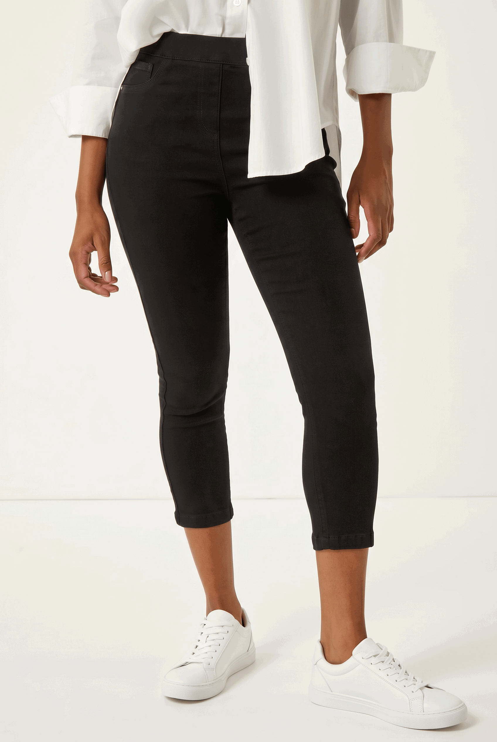 Black Shape Enhance Stretch Crop Jeggings, Image 4 of 5