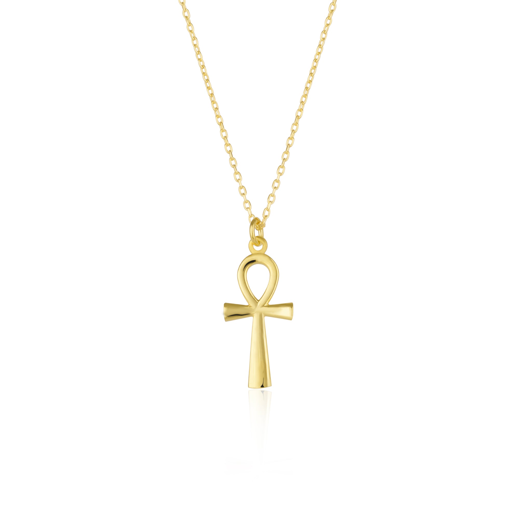 Gold Sterling Silver Egyptian Ankh Necklace, Image 1 of 3