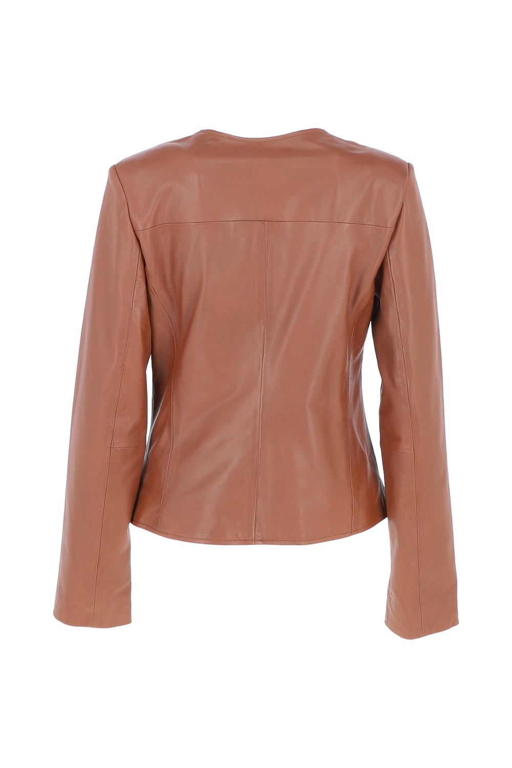 Tan Ashwood Leather Tan 'Corina' Collarless Casual Leather Jacket, Image 4 of 5