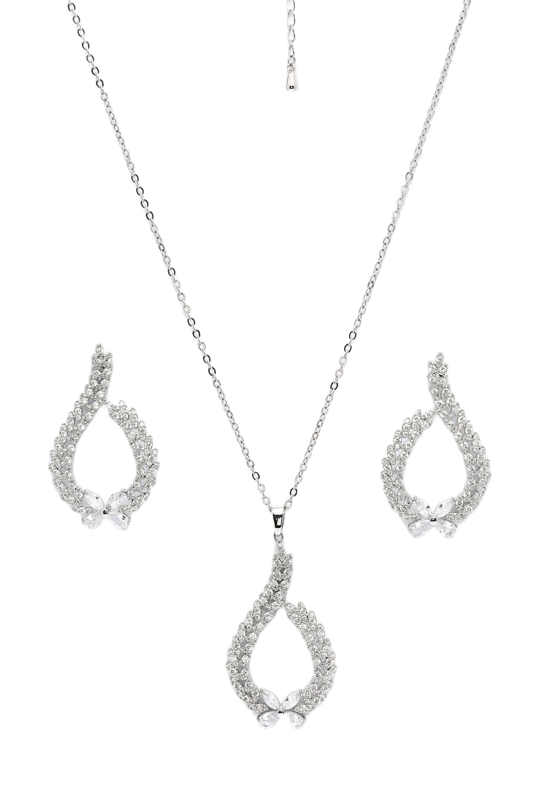 Metallic Ethereal Bow-Shaped Earrings And Necklace Set