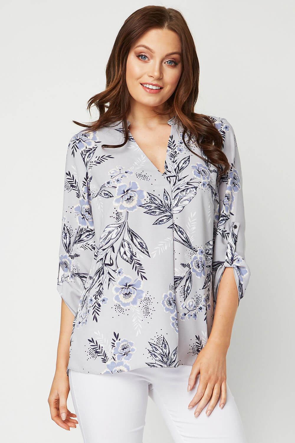 Light Blue Floral Oversized Shirt , Image 1 of 7