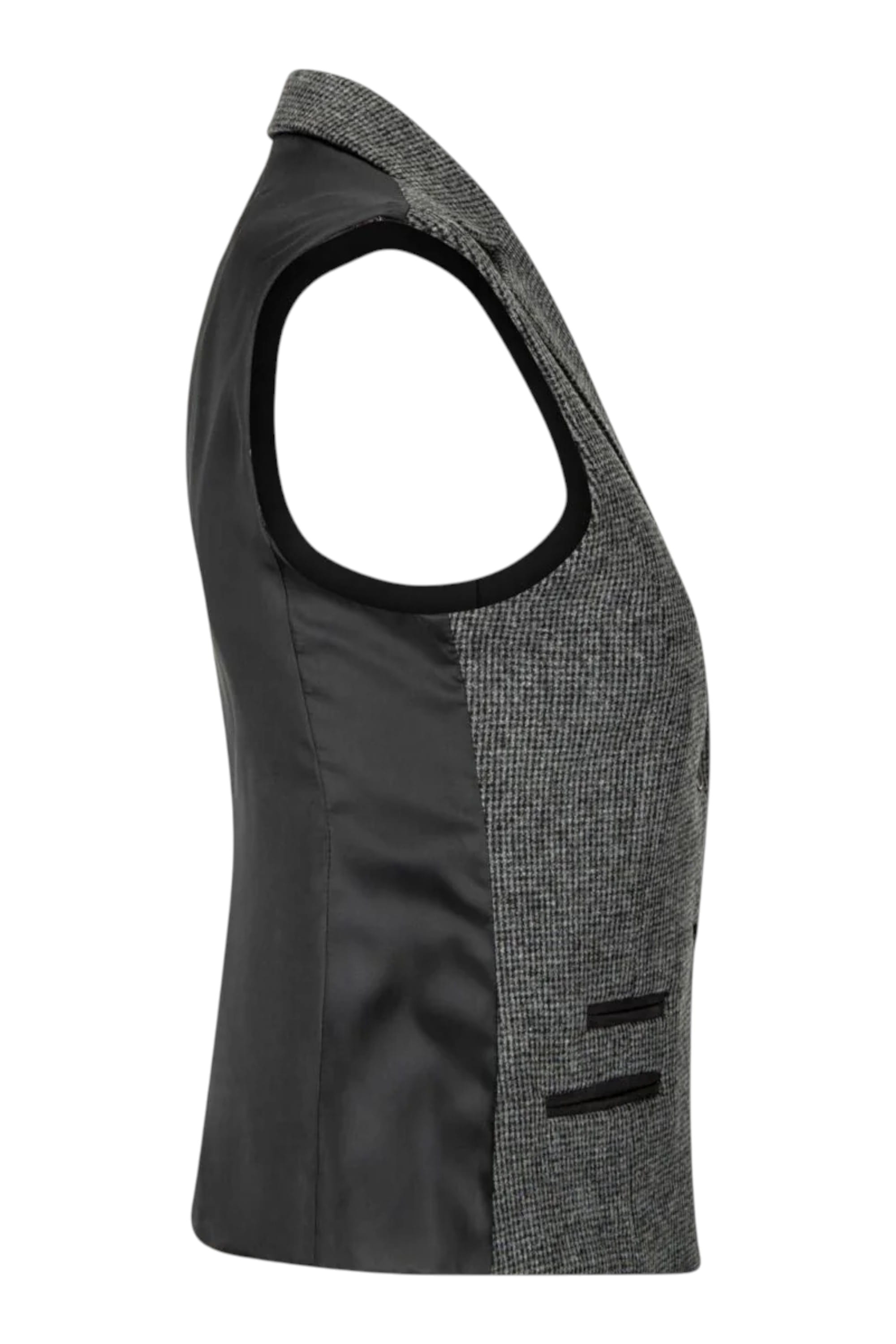Grey Infinity Leather Grey Tweed 1920s Herringbone Grey Waistcoat, Image 4 of 5