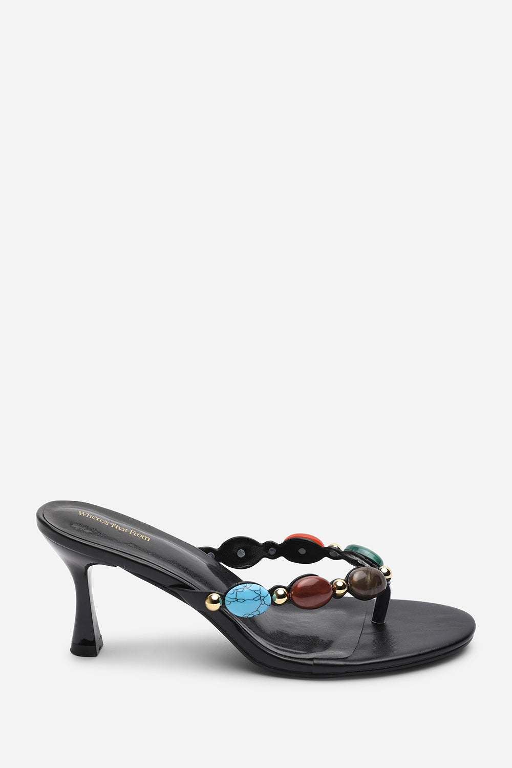 Black Electra Jewel Embellished Heeled Sandals, Image 2 of 6