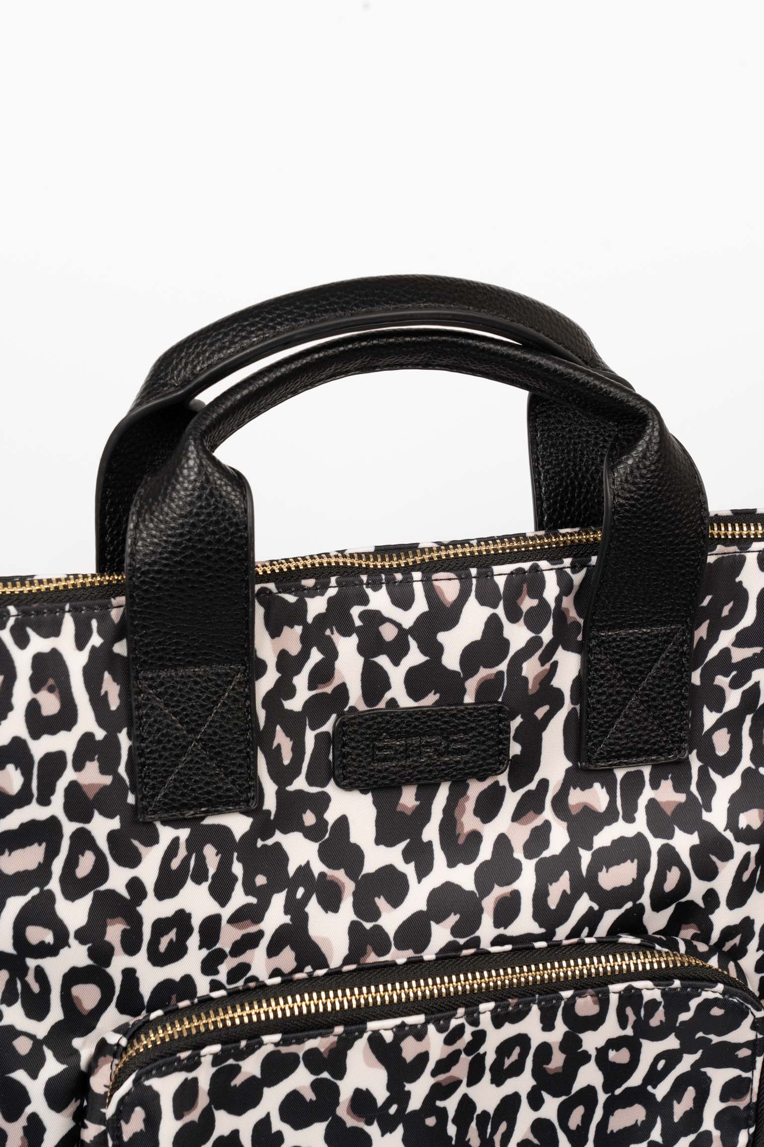 Cream Etre Cream Leopard Top Handle Foldable Backpack, Image 4 of 4
