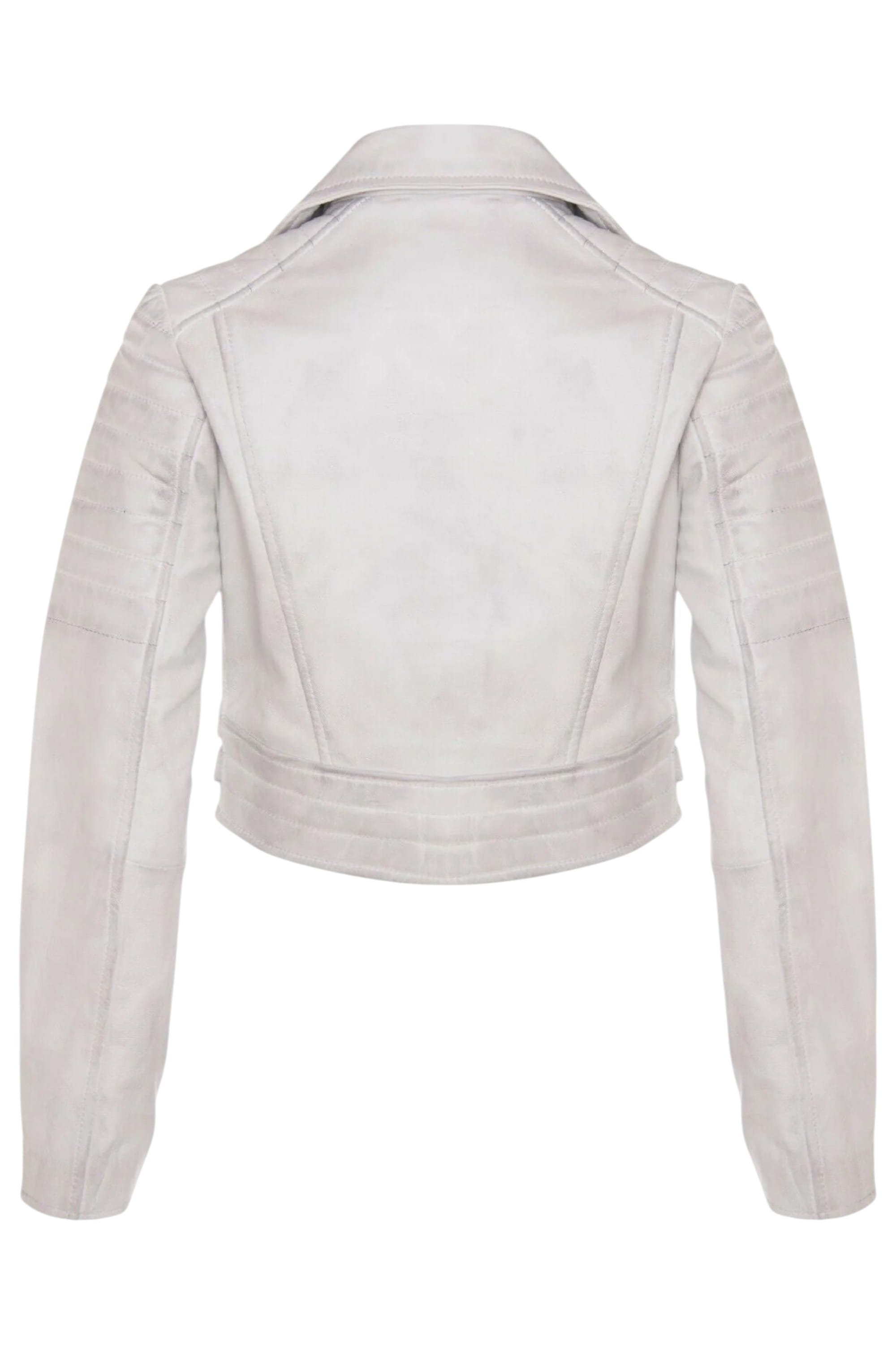 White Cropped Brando Leather Biker Jacket, Image 5 of 7