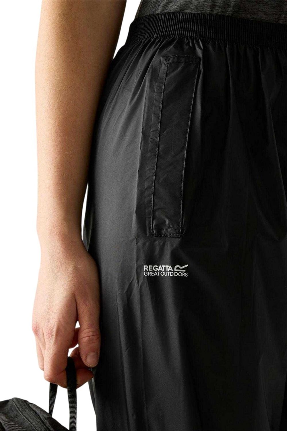 Black Waterproof Straight Leg Over Trousers, Image 3 of 4